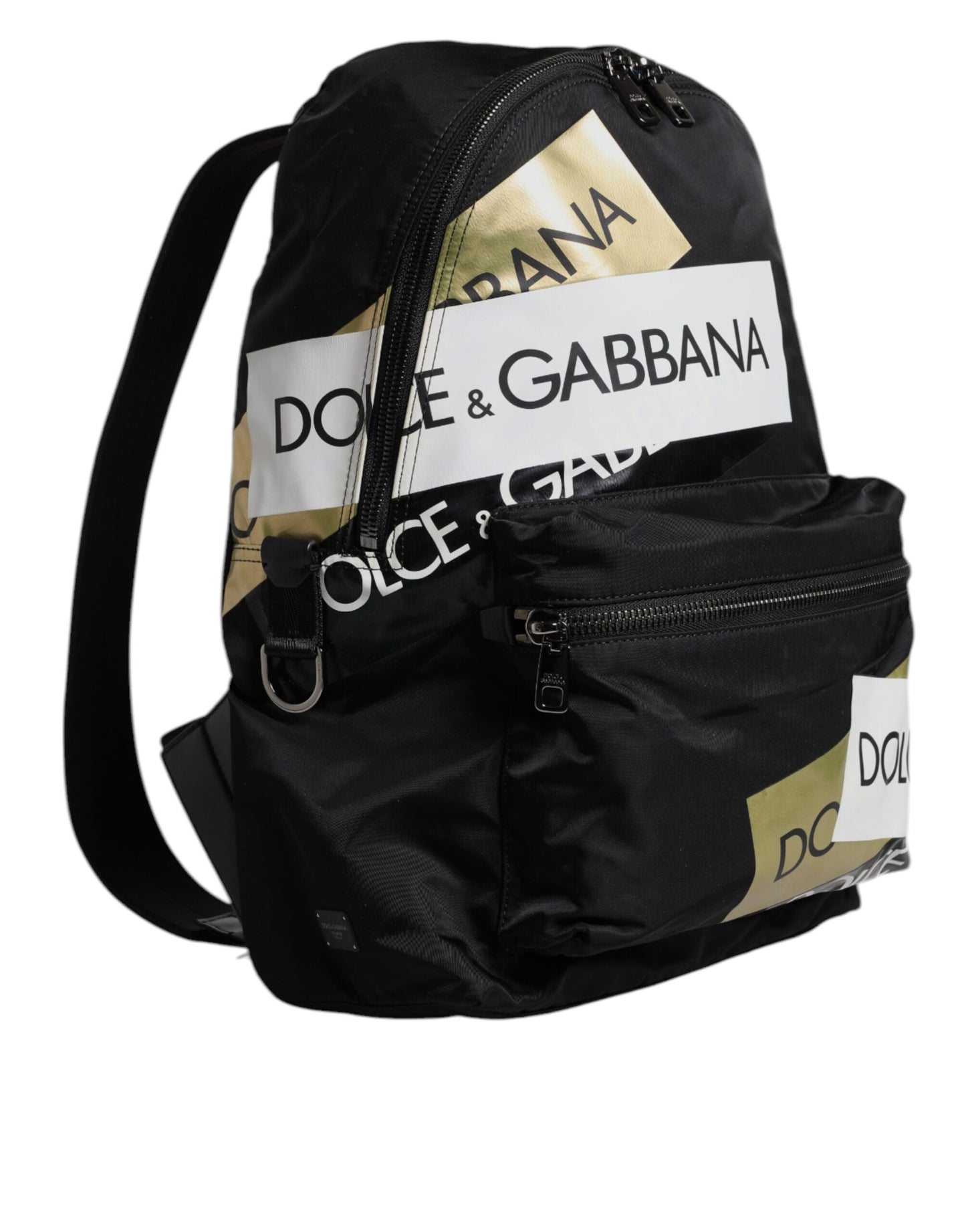 Dolce & Gabbana Black Logo Tape Polyamide School Travel Backpack Men Bag Mens Backpack