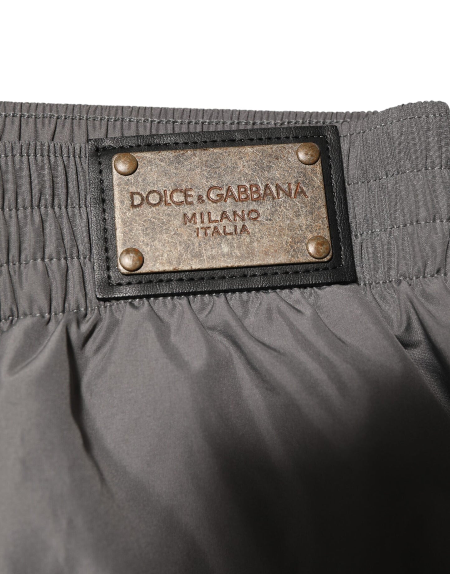 Dolce & Gabbana Light Gray Nylon Elastic Waist Shorts Swimwear Mens Shorts Mens Swim