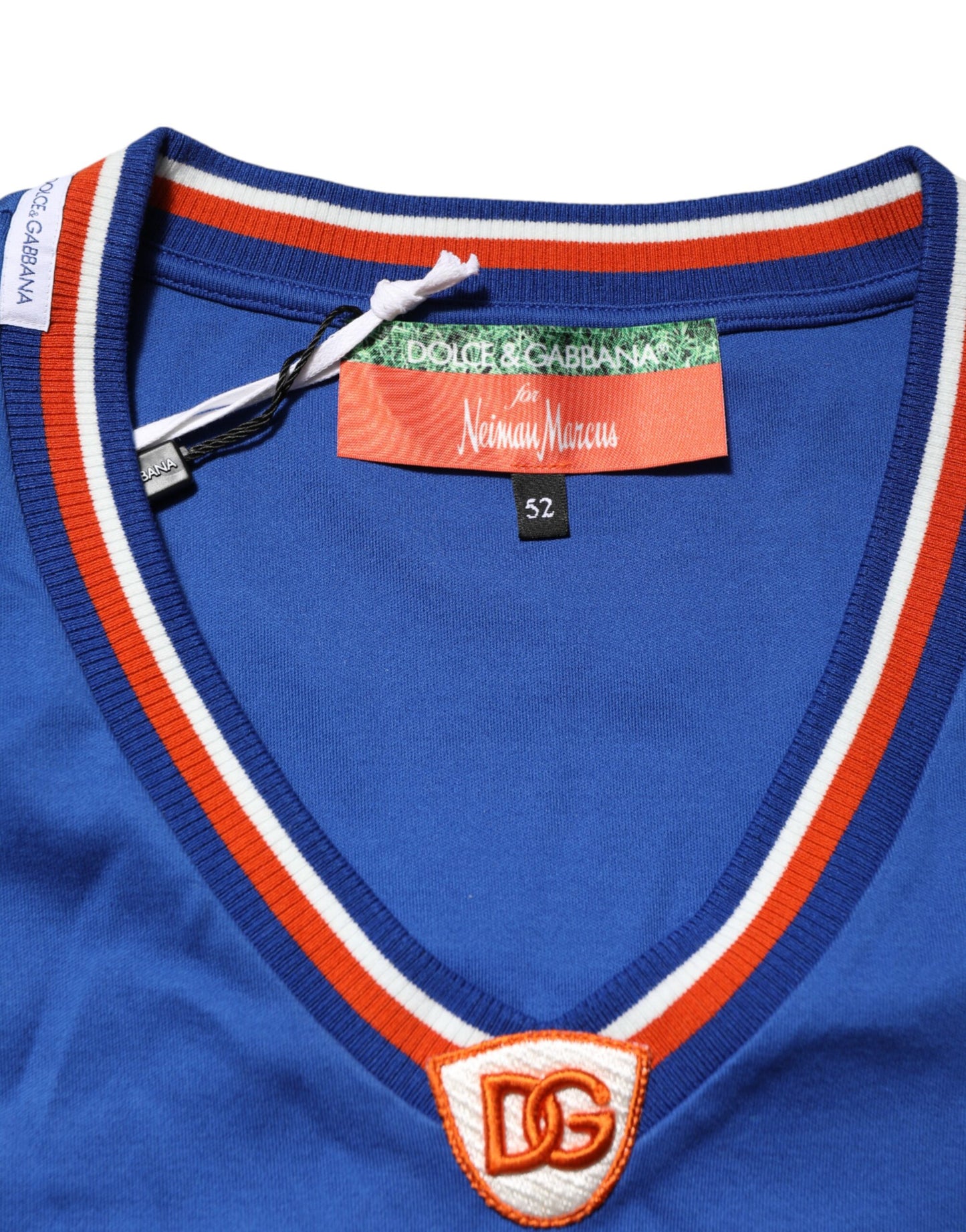 Dolce & Gabbana Blue Cotton DG Logo Mesh Jersey T-shirt Mens T-Shirt