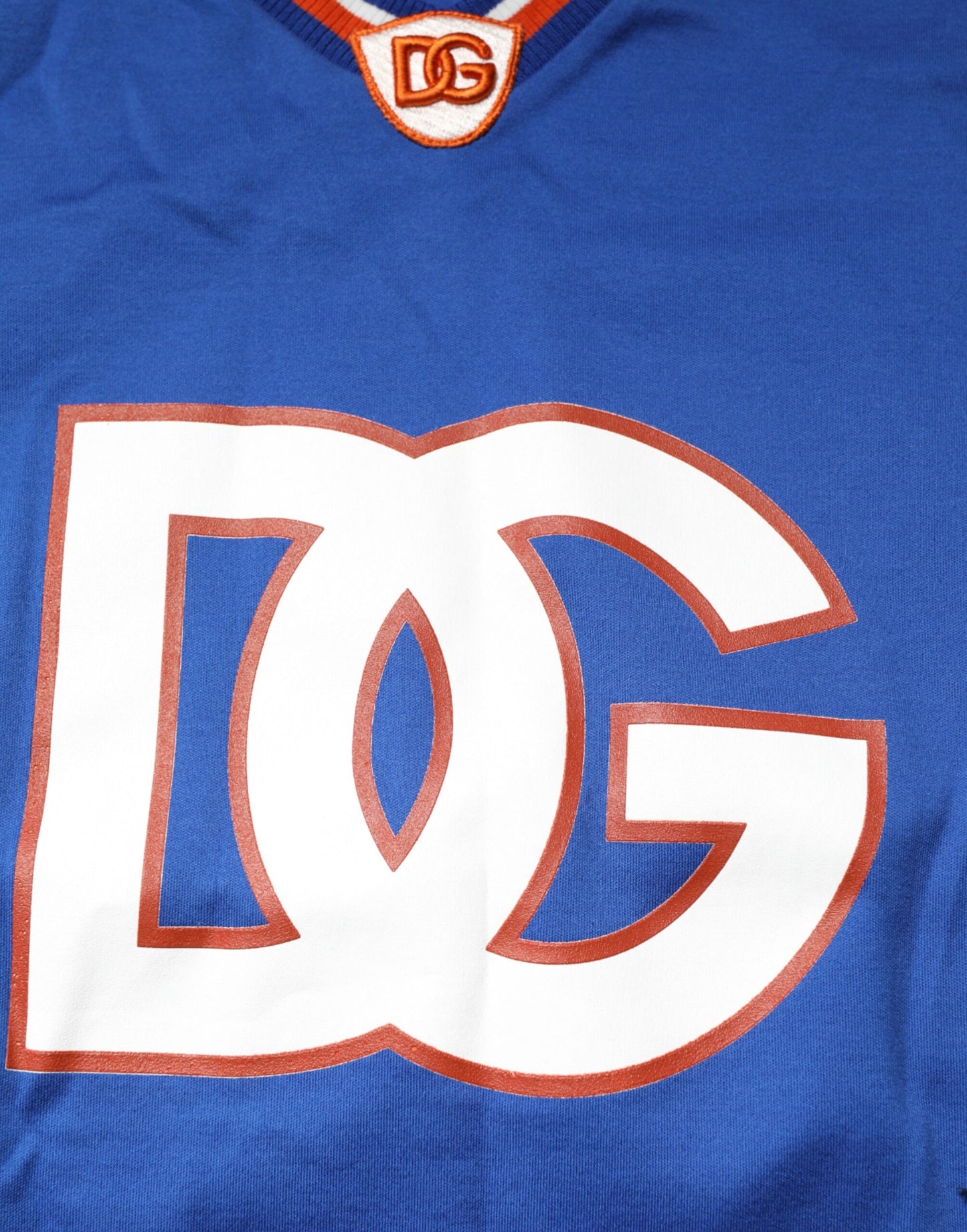 Dolce & Gabbana Blue Cotton DG Logo Mesh Jersey T-shirt Mens T-Shirt