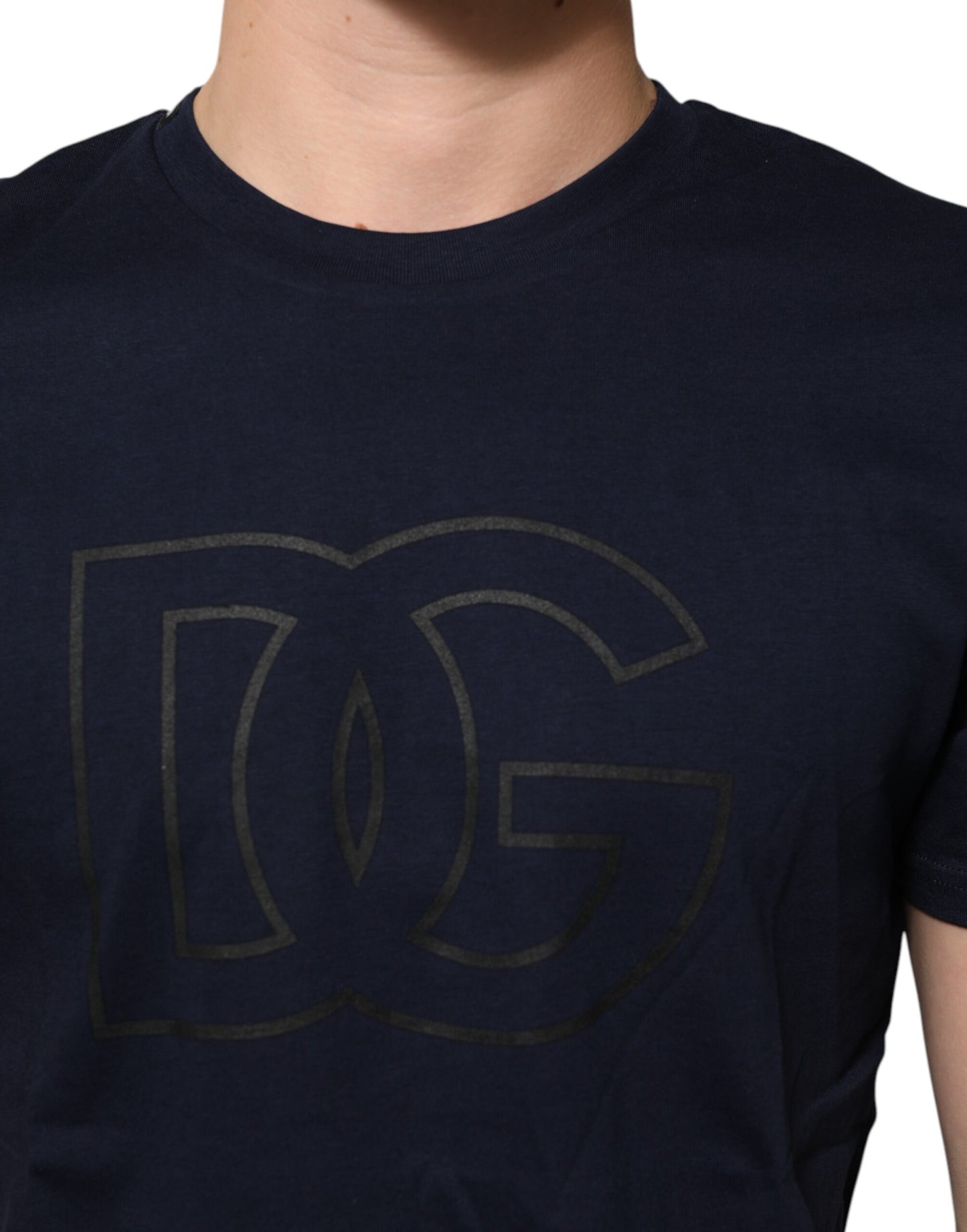 Dolce & Gabbana Dark Blue Cotton DG Logo Print Men’s Top T-shirt Mens T-Shirt
