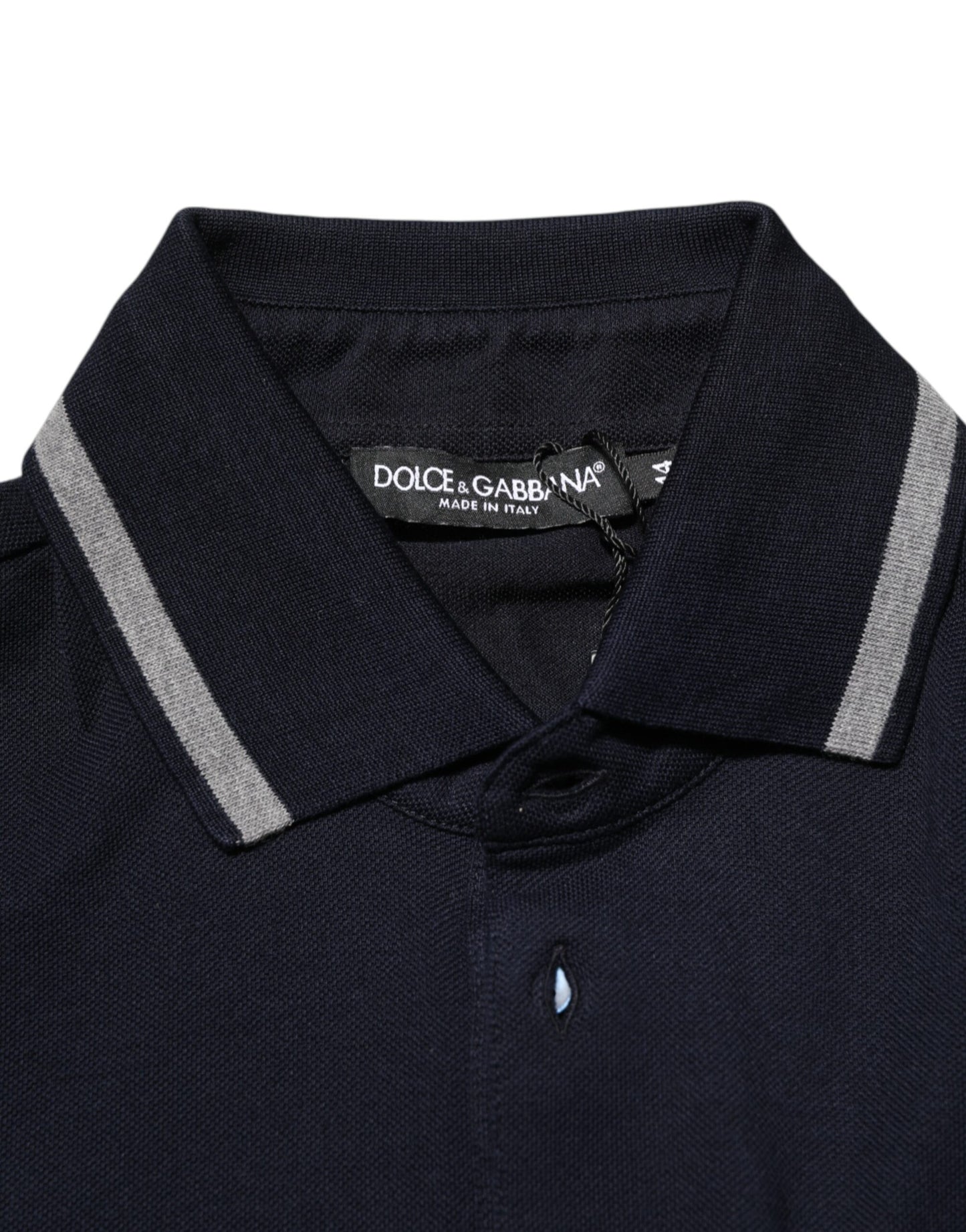 Dolce & Gabbana Navy Blue Cotton Crown Crest Logo Men T-Shirt Mens T-Shirt