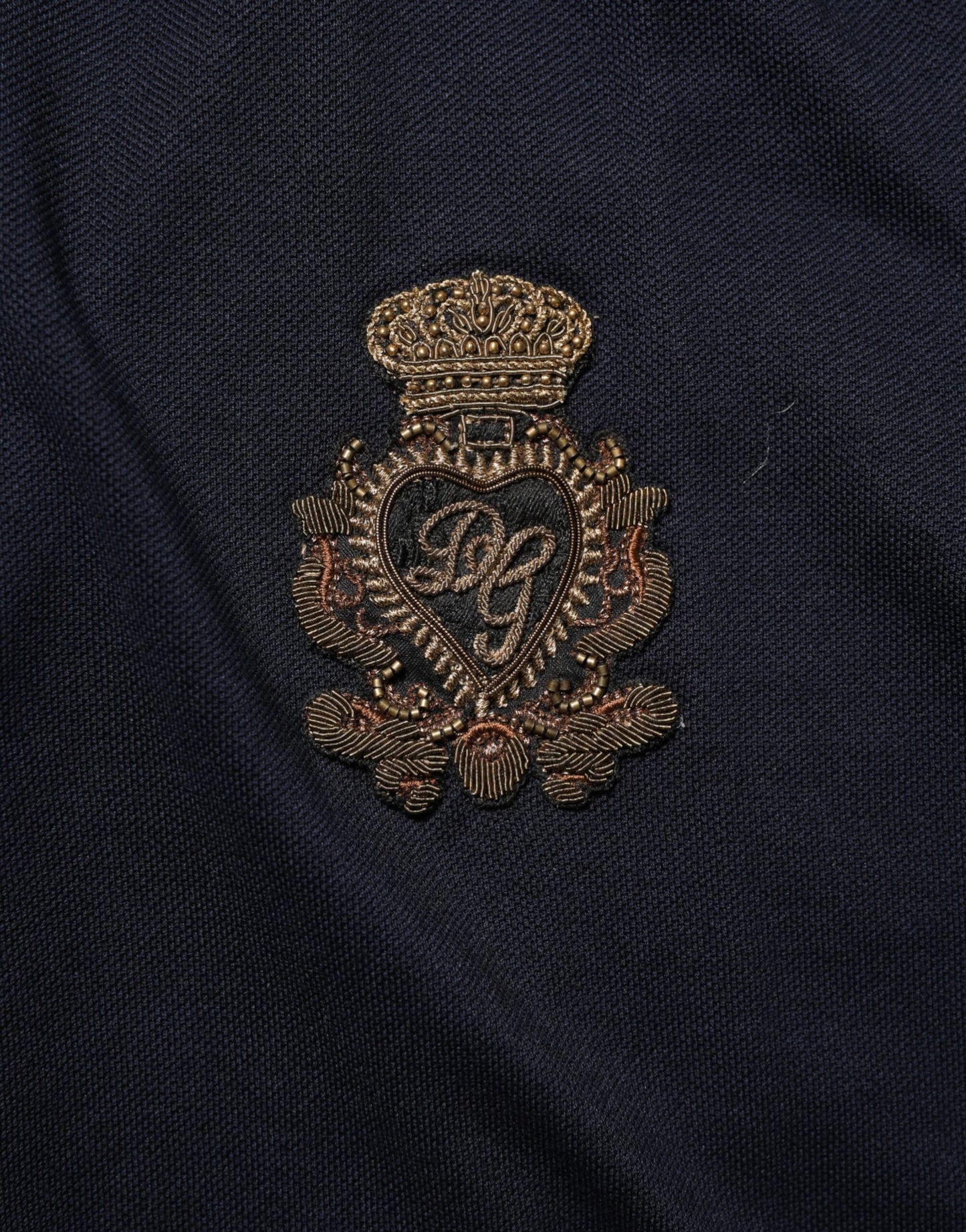 Dolce & Gabbana Navy Blue Cotton Crown Crest Logo Men T-Shirt Mens T-Shirt