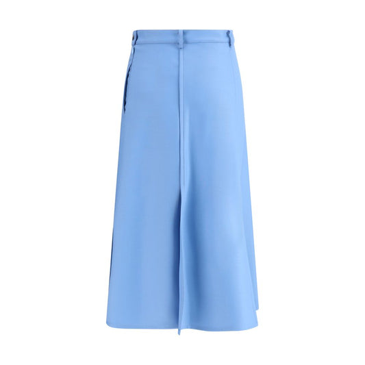 Crida Milano Light Blue Wool Midi Skirt