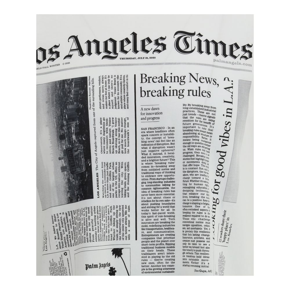 Palm Angels Paxlatimes News T-Shirt Mens T-Shirt