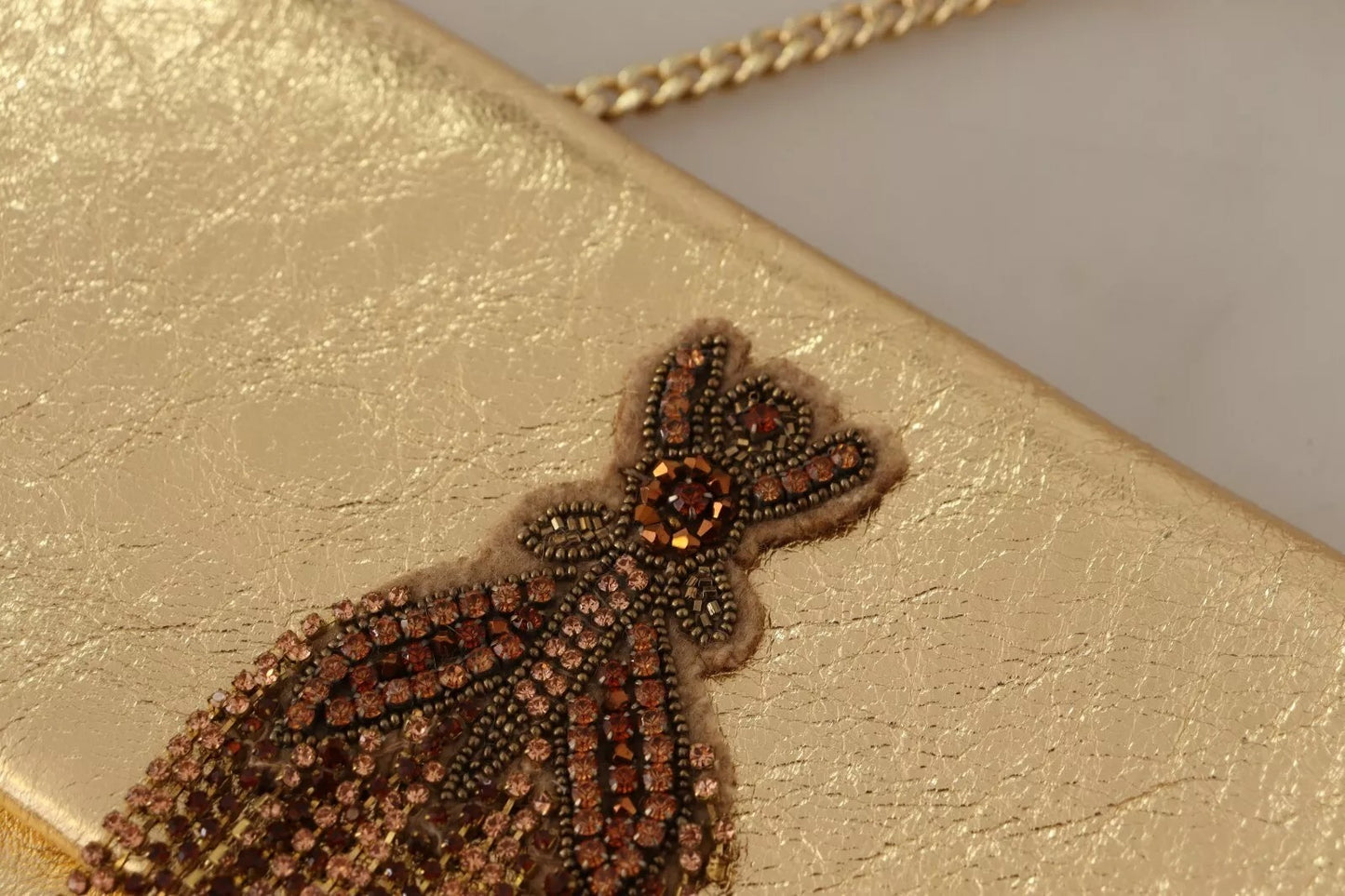 Patrizia Pepe Gold Leather Embellished Shoulder Strap Bag Womens Shoulder Bag