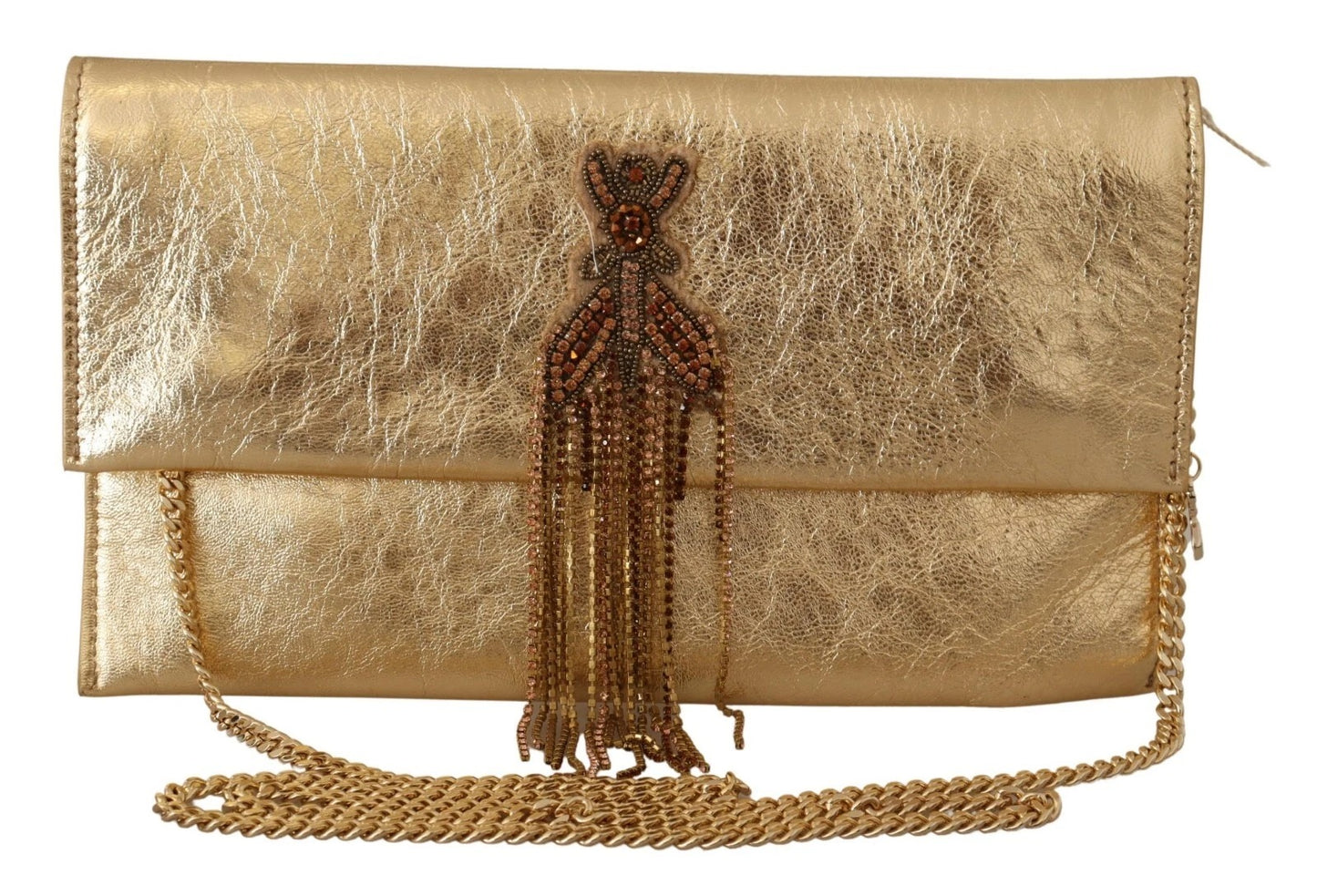 Patrizia Pepe Gold Leather Embellished Shoulder Strap Bag Womens Shoulder Bag