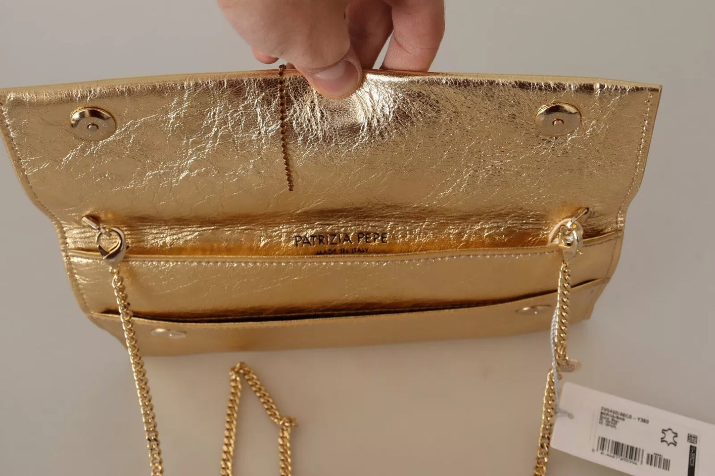 Patrizia Pepe Gold Leather Embellished Shoulder Strap Bag Womens Shoulder Bag
