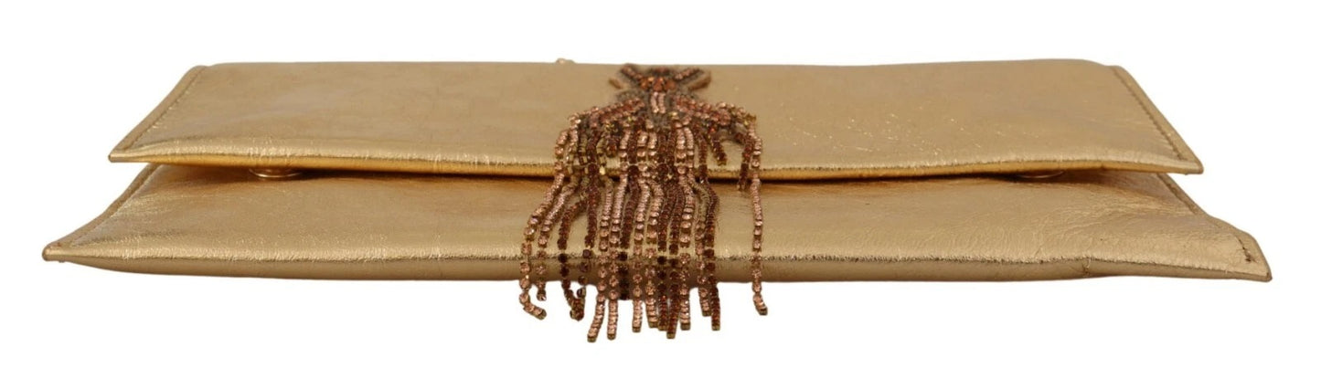 Patrizia Pepe Gold Leather Embellished Shoulder Strap Bag Womens Shoulder Bag