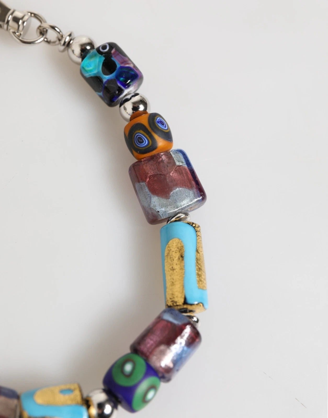 Dolce & Gabbana Multicolor Murano Glass Beads Brass Zamak Necklace Womens Necklace