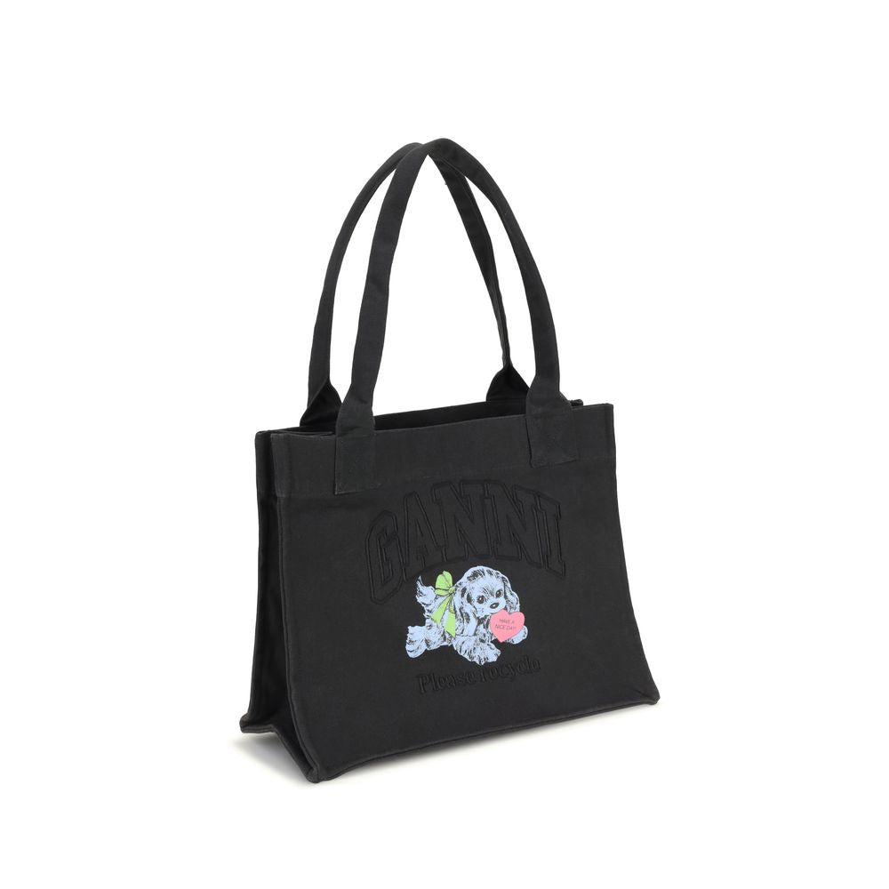 Ganni LARGE EASY SHOPPER POCKET DOG PRINT Womens Shoulder Bag