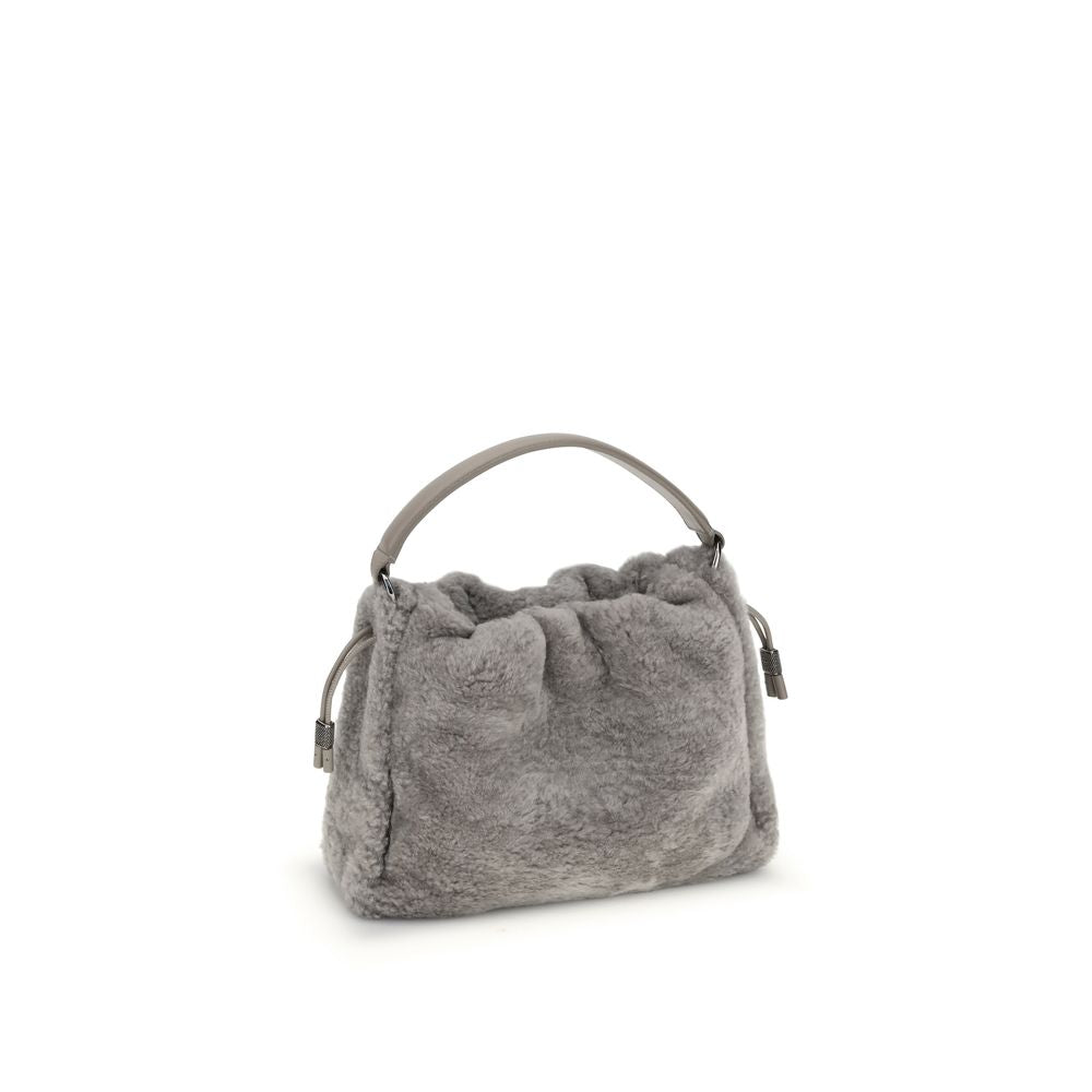 Brunello Cucinelli Small shearling Mellow Shoulder Bag Womens Shoulder Bag