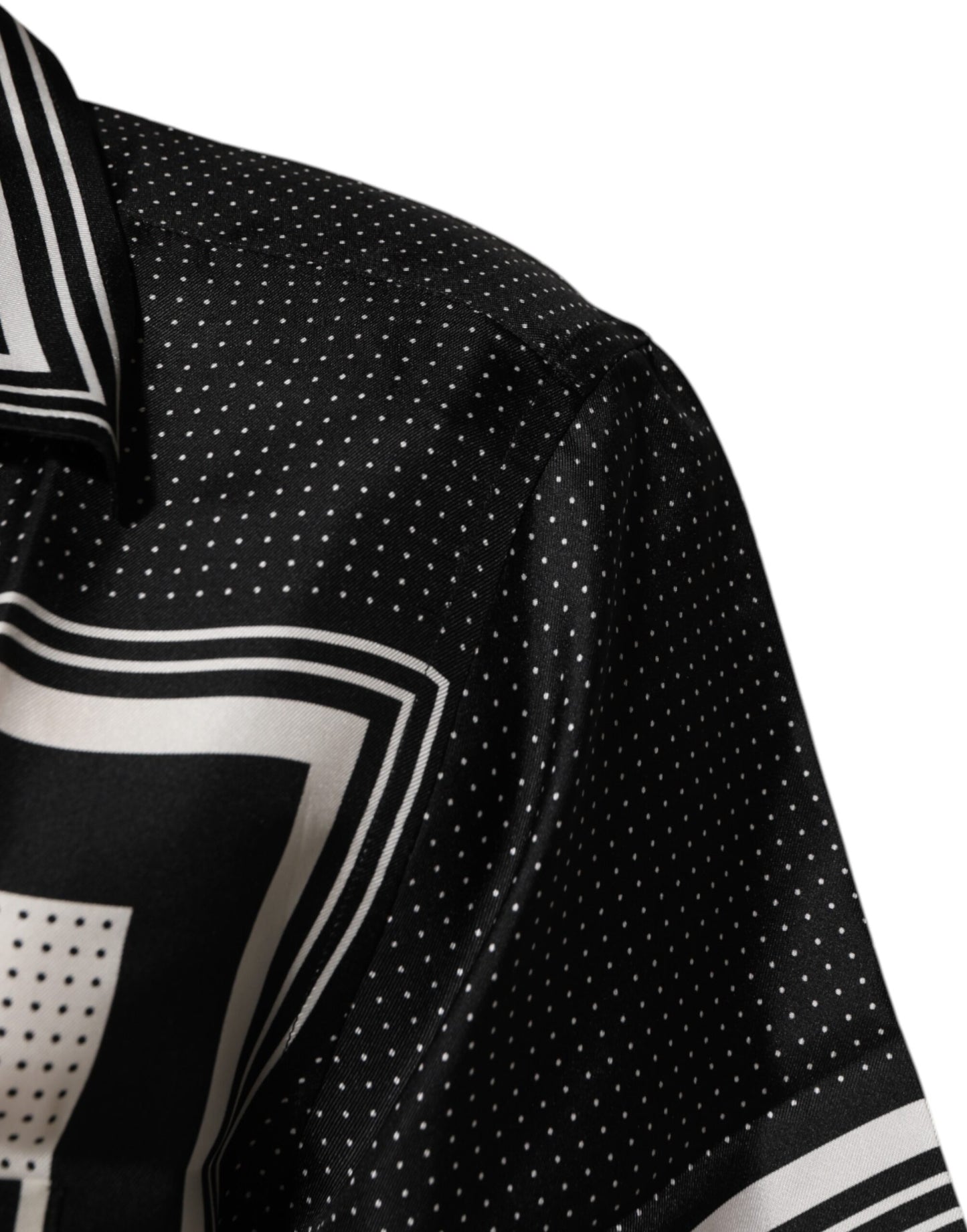 Dolce & Gabbana Black White StripeDot Print Casual Polo Shirt Mens T-Shirt
