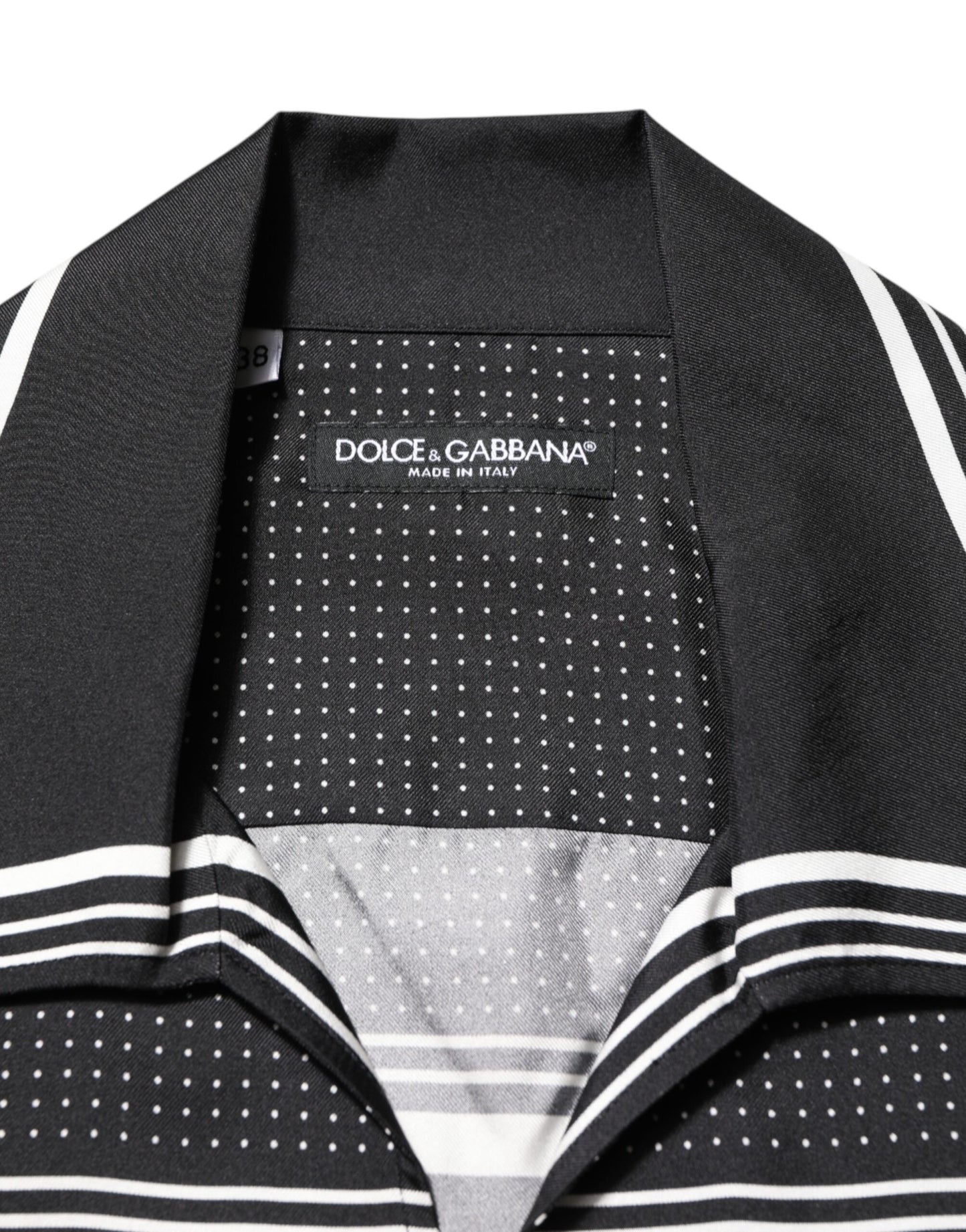 Dolce & Gabbana Black White StripeDot Print Casual Polo Shirt Mens T-Shirt