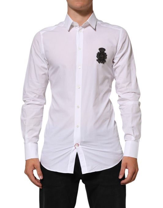 Dolce & Gabbana White Cotton GOLD DGPatch Formal Dress Shirt Mens T-Shirt