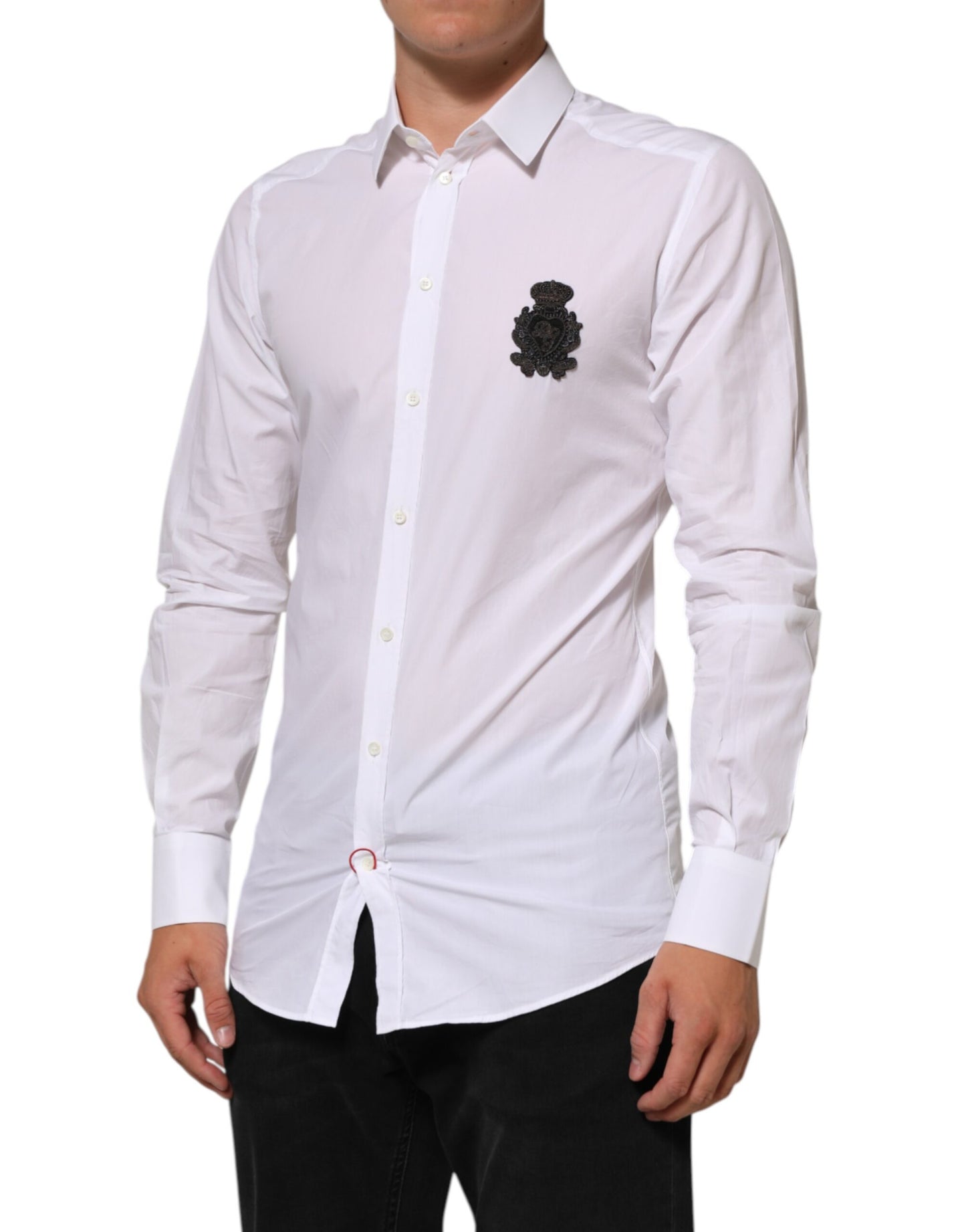 Dolce & Gabbana White Cotton GOLD DGPatch Formal Dress Shirt Mens T-Shirt