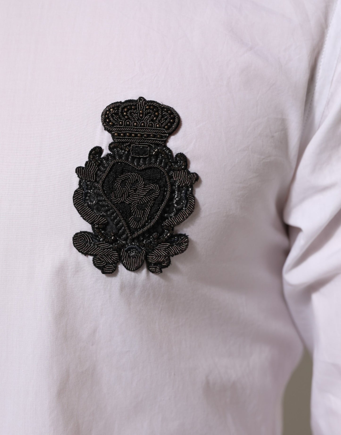 Dolce & Gabbana White Cotton GOLD DGPatch Formal Dress Shirt Mens T-Shirt