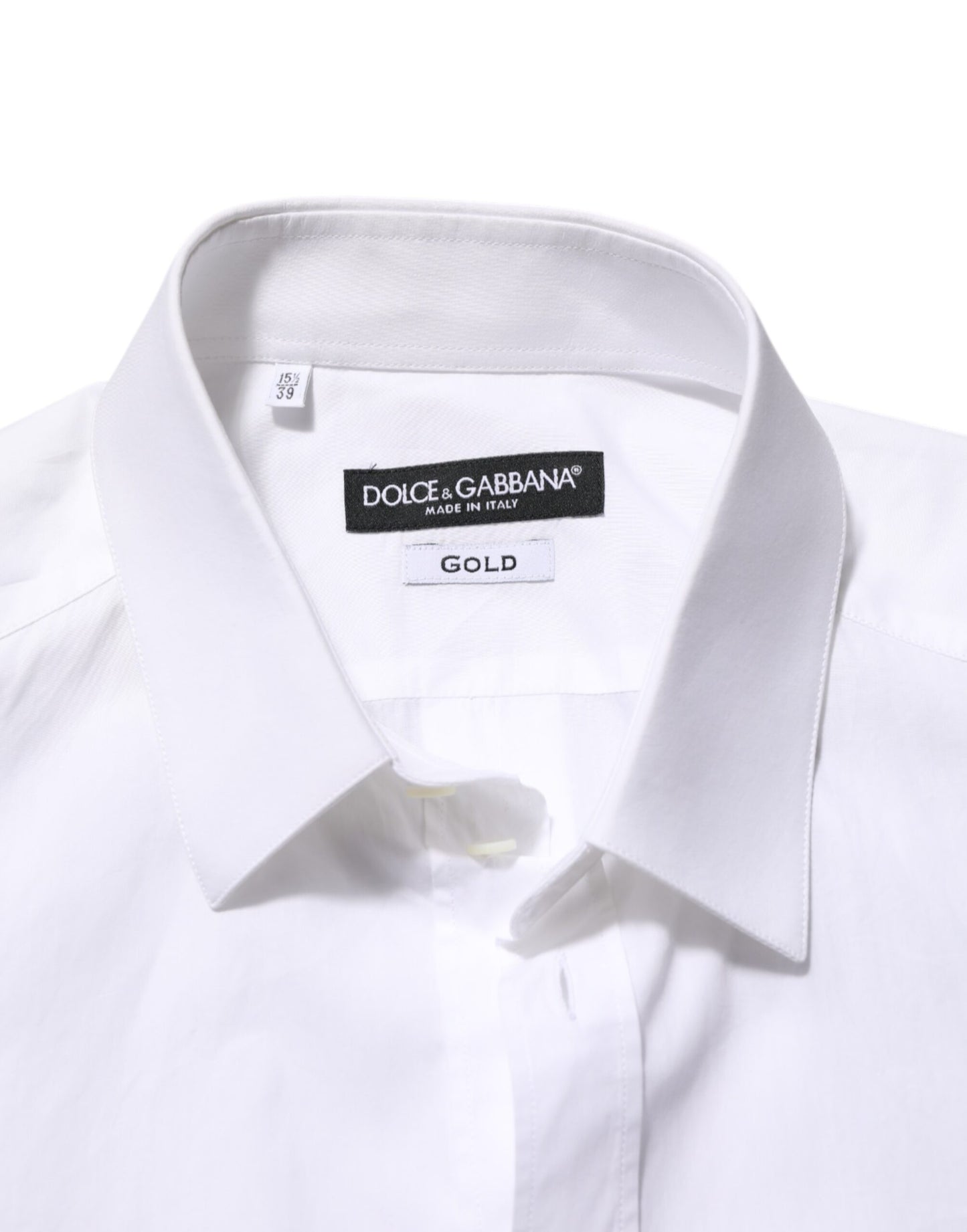 Dolce & Gabbana White Cotton GOLD DGPatch Formal Dress Shirt Mens T-Shirt