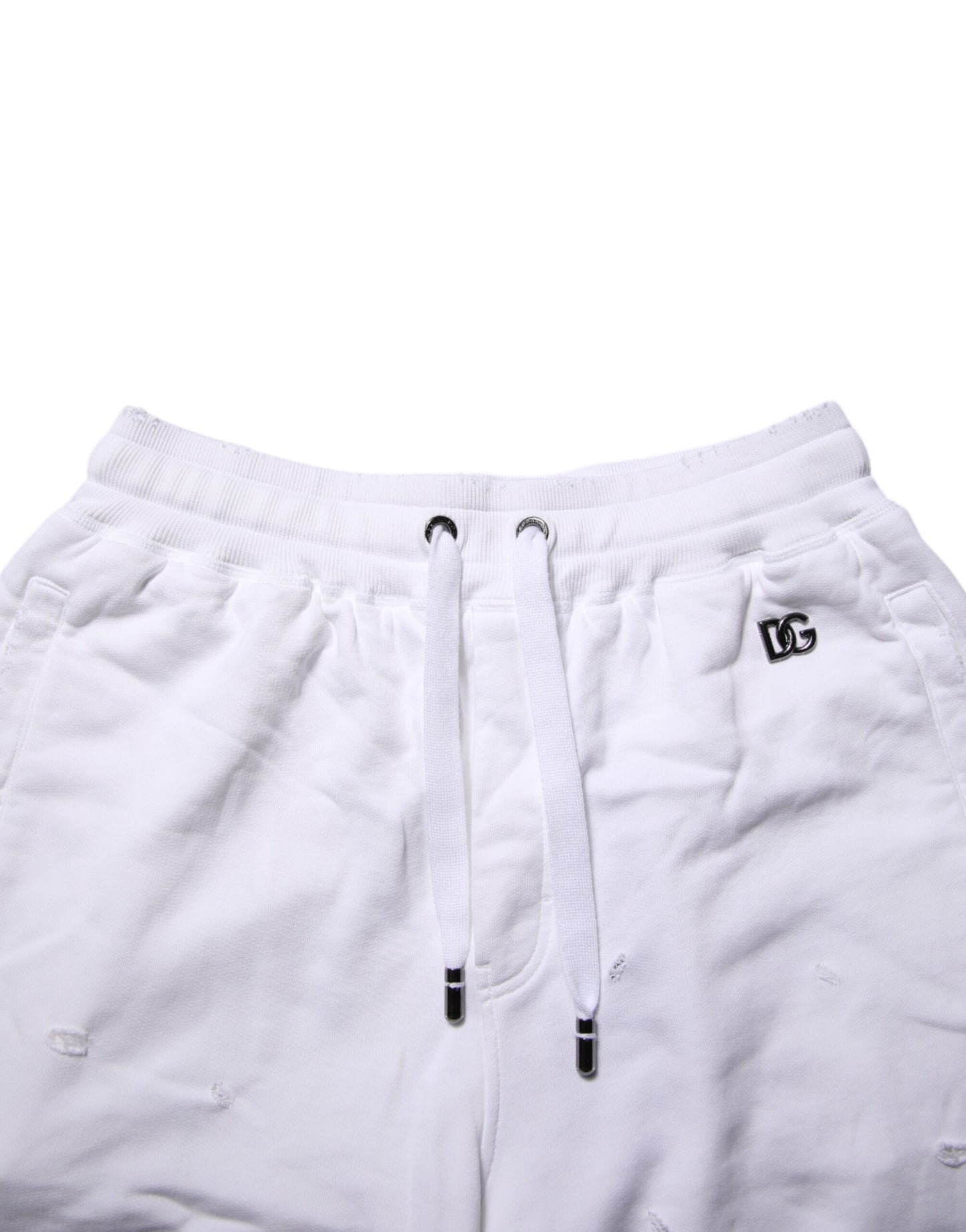 Dolce & Gabbana White Ripped Mid Waist Casual Bermuda Short Mens Shorts