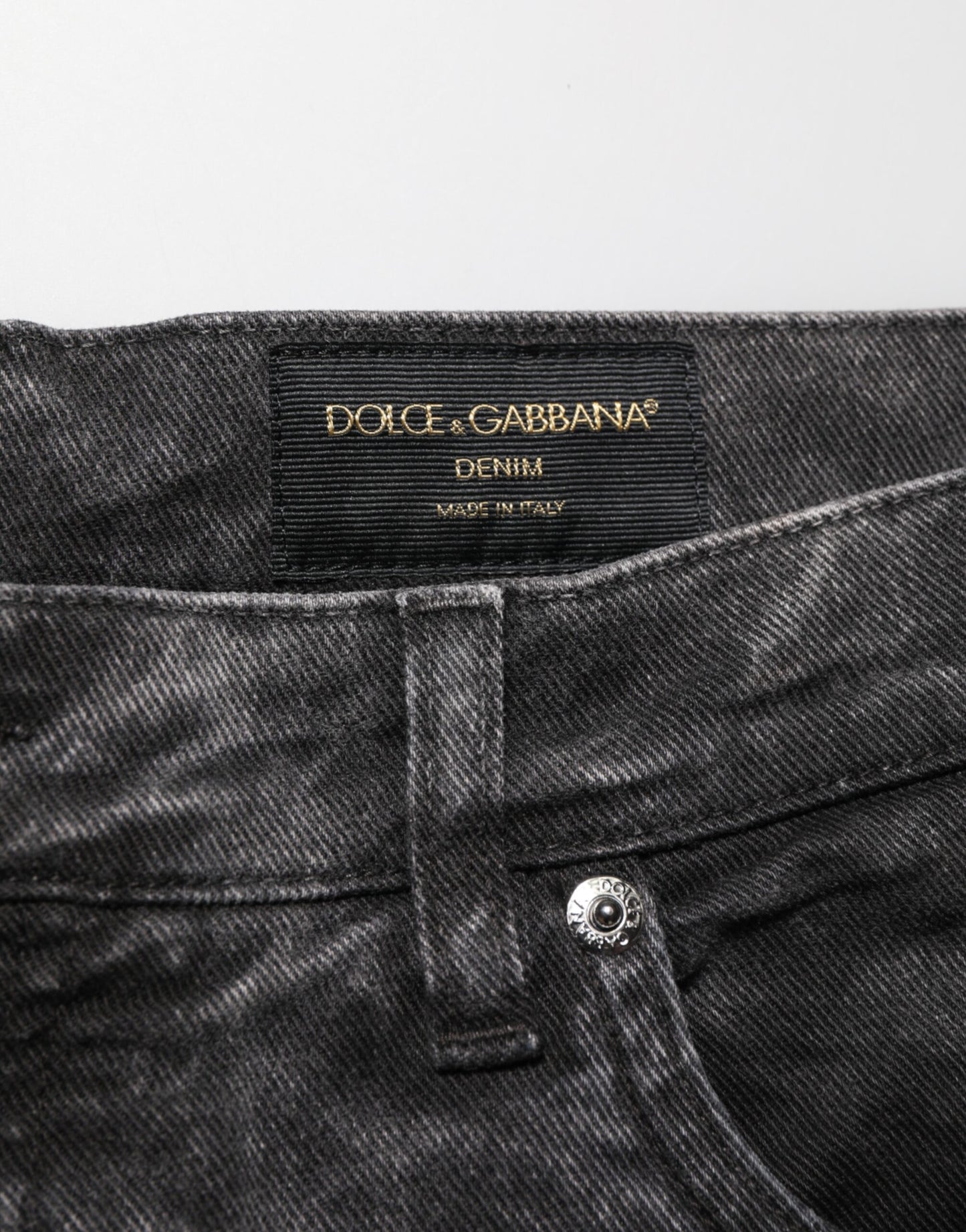 Dolce & Gabbana Black Cotton Mid Waist Denim Men Bermuda Short Mens Shorts