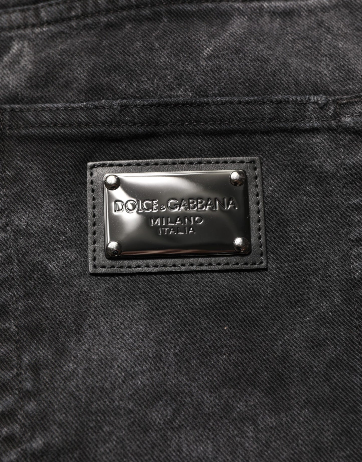Dolce & Gabbana Black Cotton Mid Waist Denim Men Bermuda Short Mens Shorts