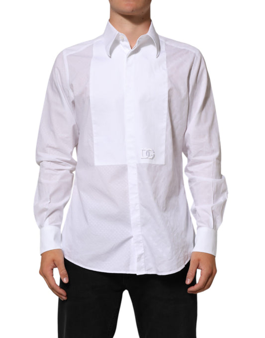 Dolce & Gabbana White Cotton MARTINI Bib Formal Dress Shirt Mens T-Shirt