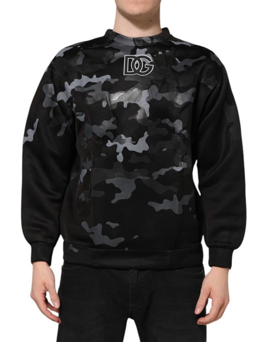 Dolce & Gabbana Black Camouflage Round Neck Sweatshirt Sweater Mens Sweater Mens T-Shirt