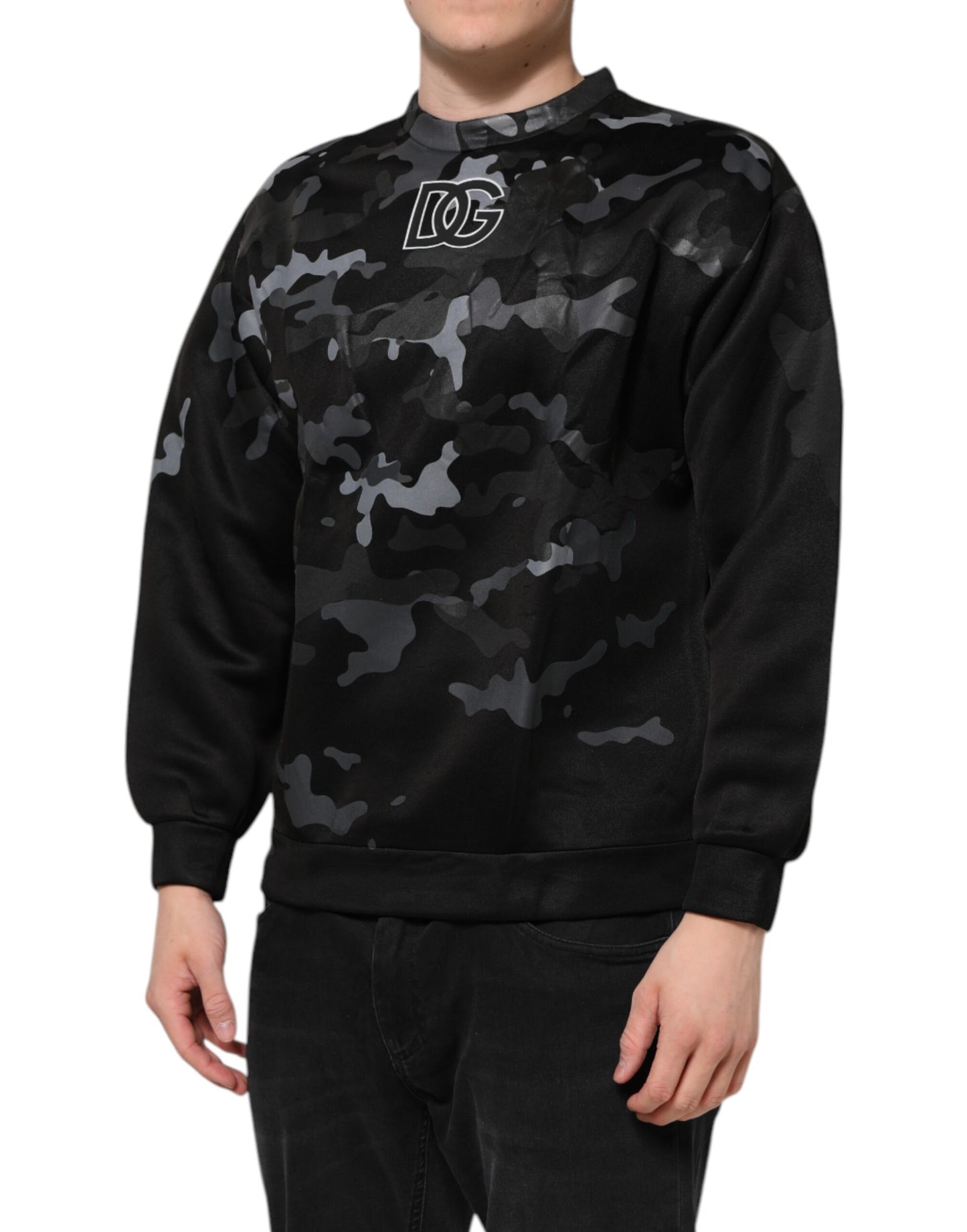 Dolce & Gabbana Black Camouflage Round Neck Sweatshirt Sweater Mens Sweater Mens T-Shirt