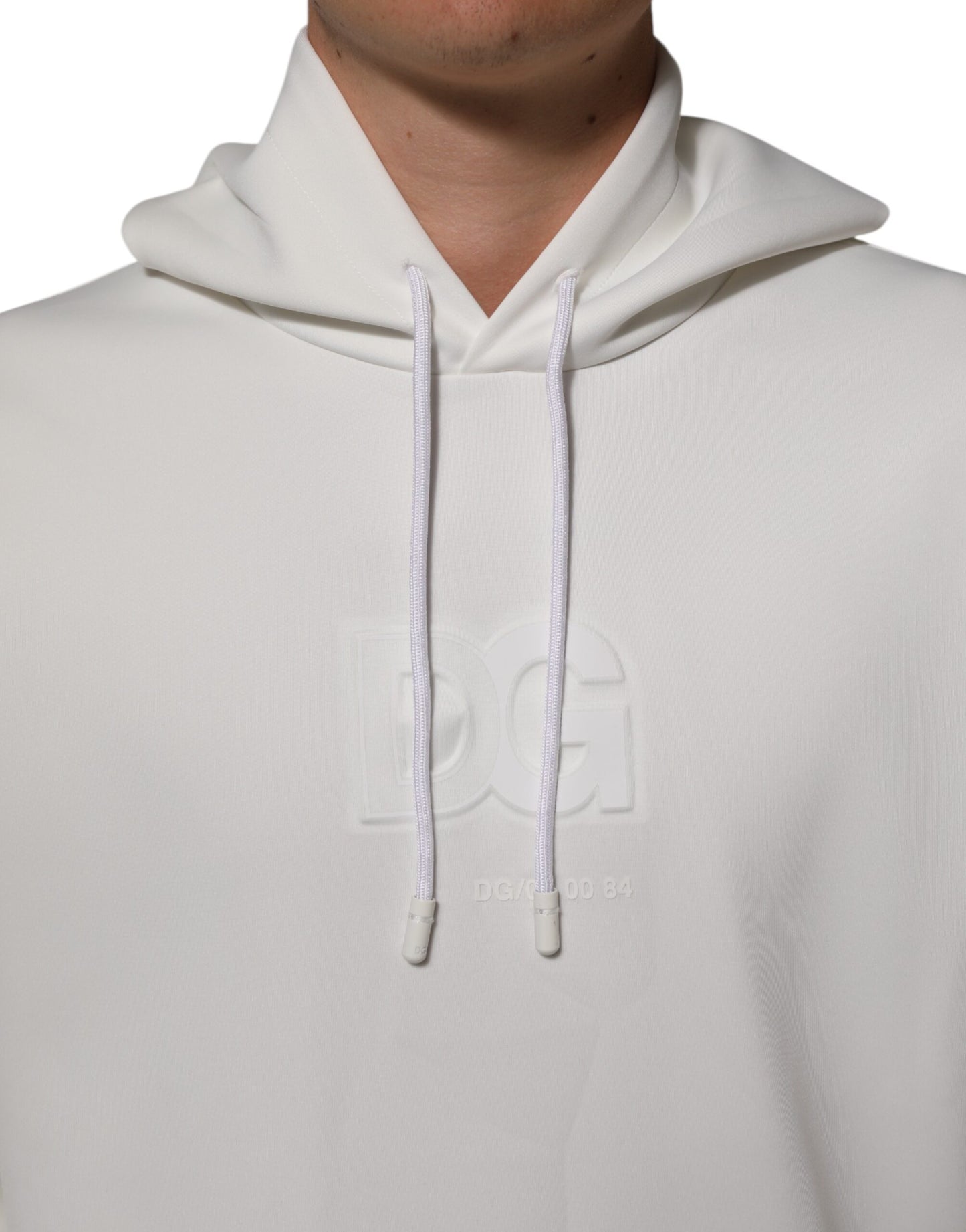 Dolce & Gabbana White Logo Hooded Men Sweatshirt Sweater Mens Sweater Mens T-Shirt