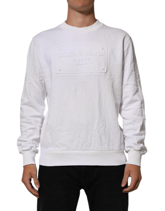 Dolce & Gabbana White Embossed Logo Men Sweatshirt Sweater Mens Sweater Mens T-Shirt