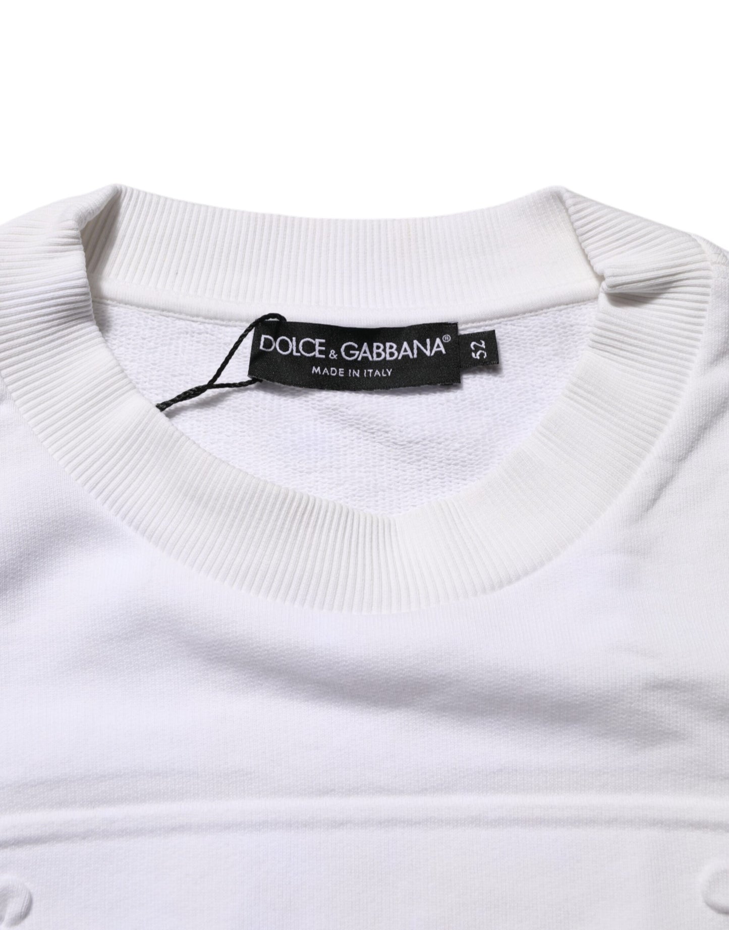 Dolce & Gabbana White Embossed Logo Men Sweatshirt Sweater Mens Sweater Mens T-Shirt