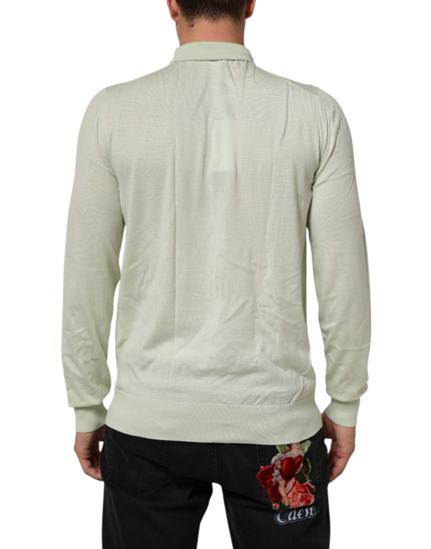 Dolce & Gabbana Light Green Logo TurtleNeck Pullover Sweater Mens Sweater Mens T-Shirt