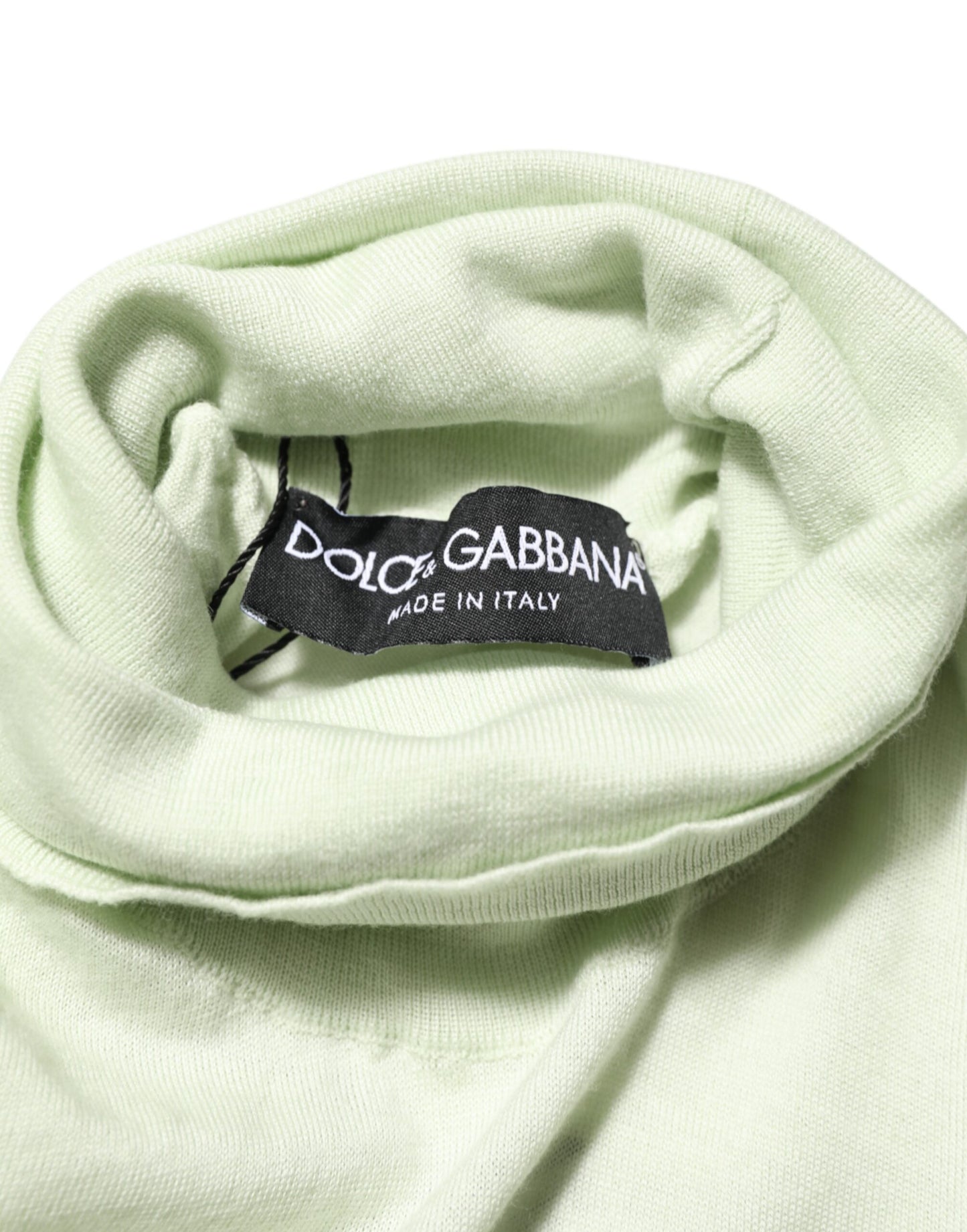 Dolce & Gabbana Light Green Logo TurtleNeck Pullover Sweater Mens Sweater Mens T-Shirt
