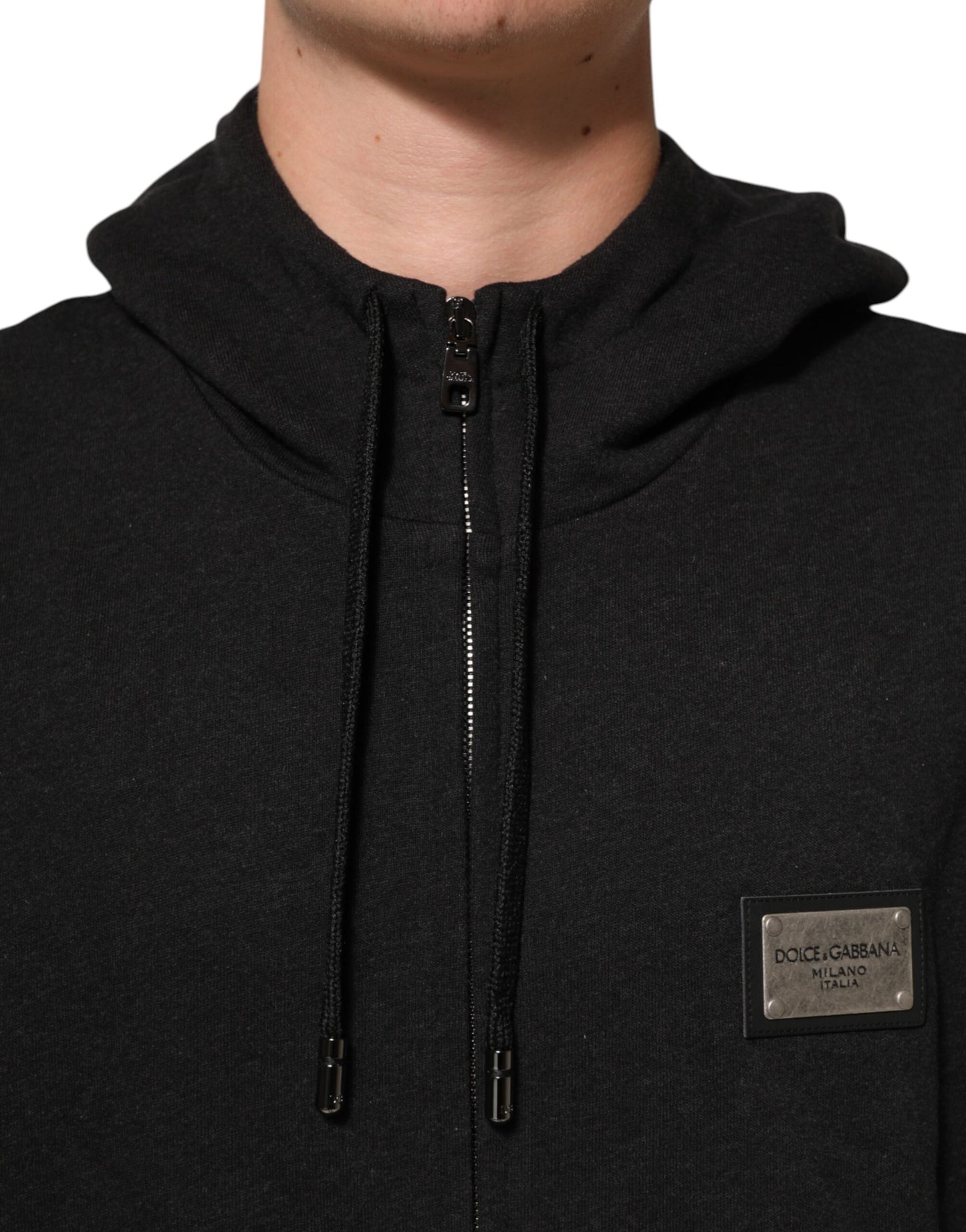 Dolce & Gabbana Black Logo FullZip Hooded Sweatshirt Sweater Mens Sweater Mens T-Shirt