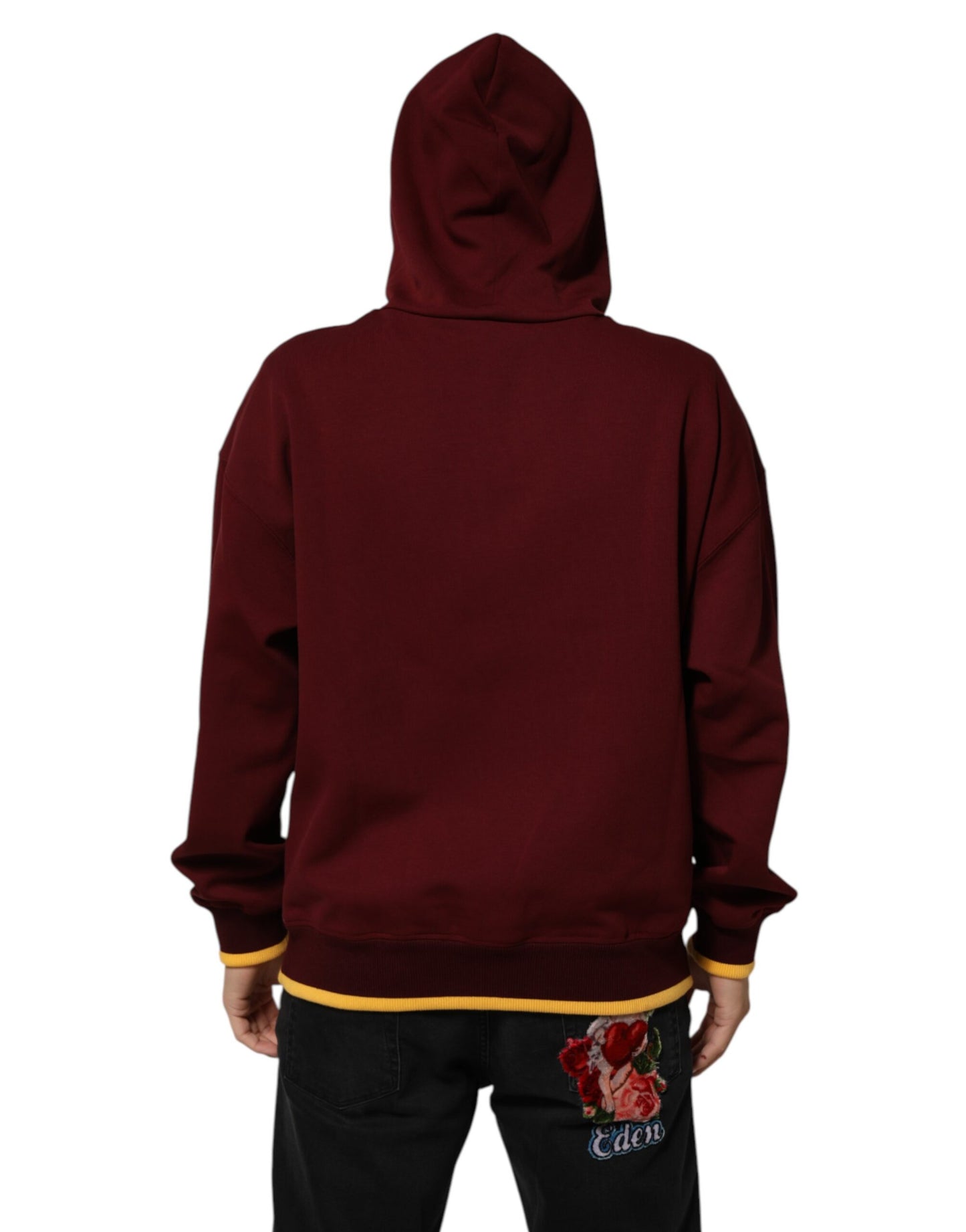 Dolce & Gabbana Maroon Embossed Logo Hooded Sweatshirt Sweater Mens Sweater Mens T-Shirt