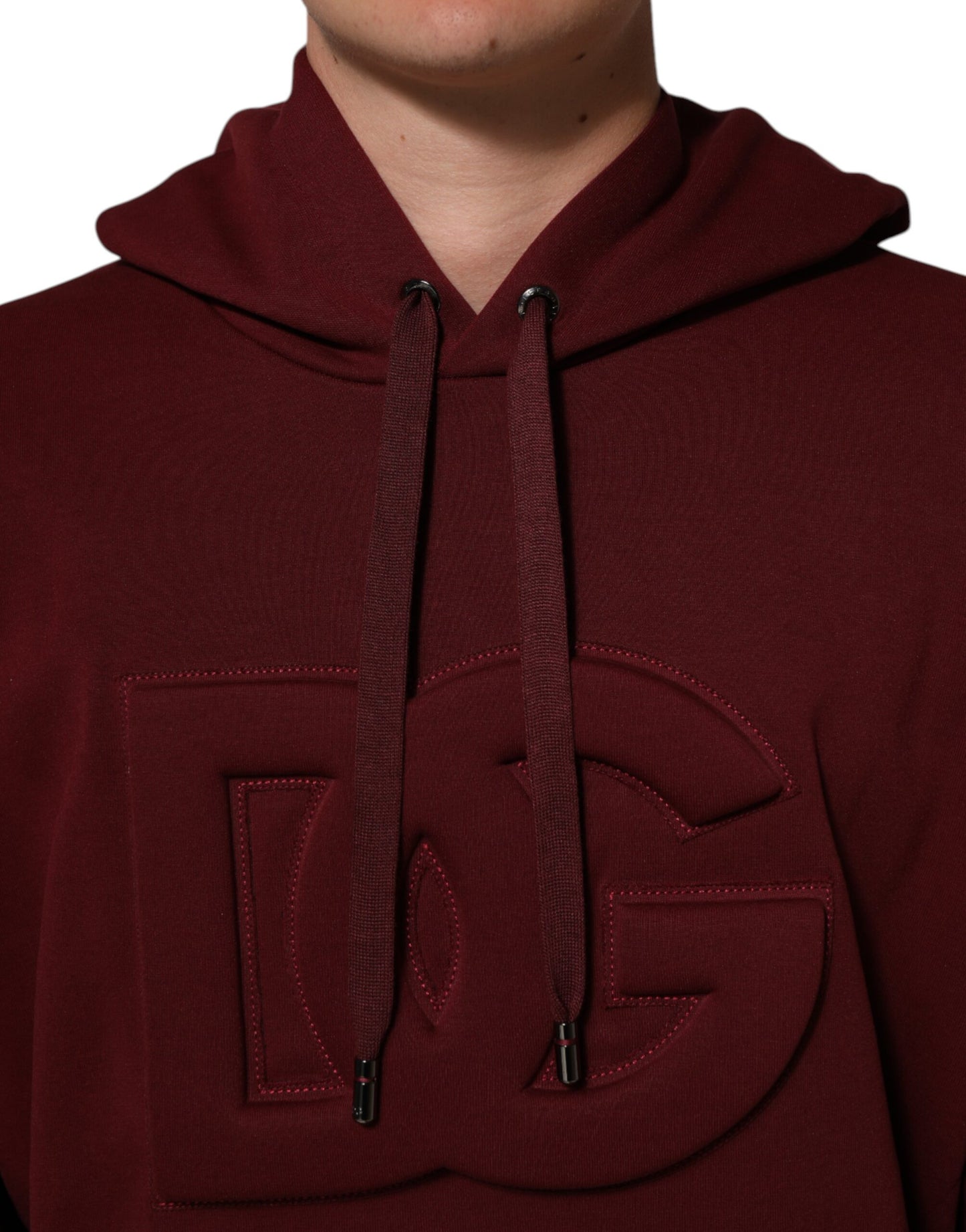 Dolce & Gabbana Maroon Embossed Logo Hooded Sweatshirt Sweater Mens Sweater Mens T-Shirt