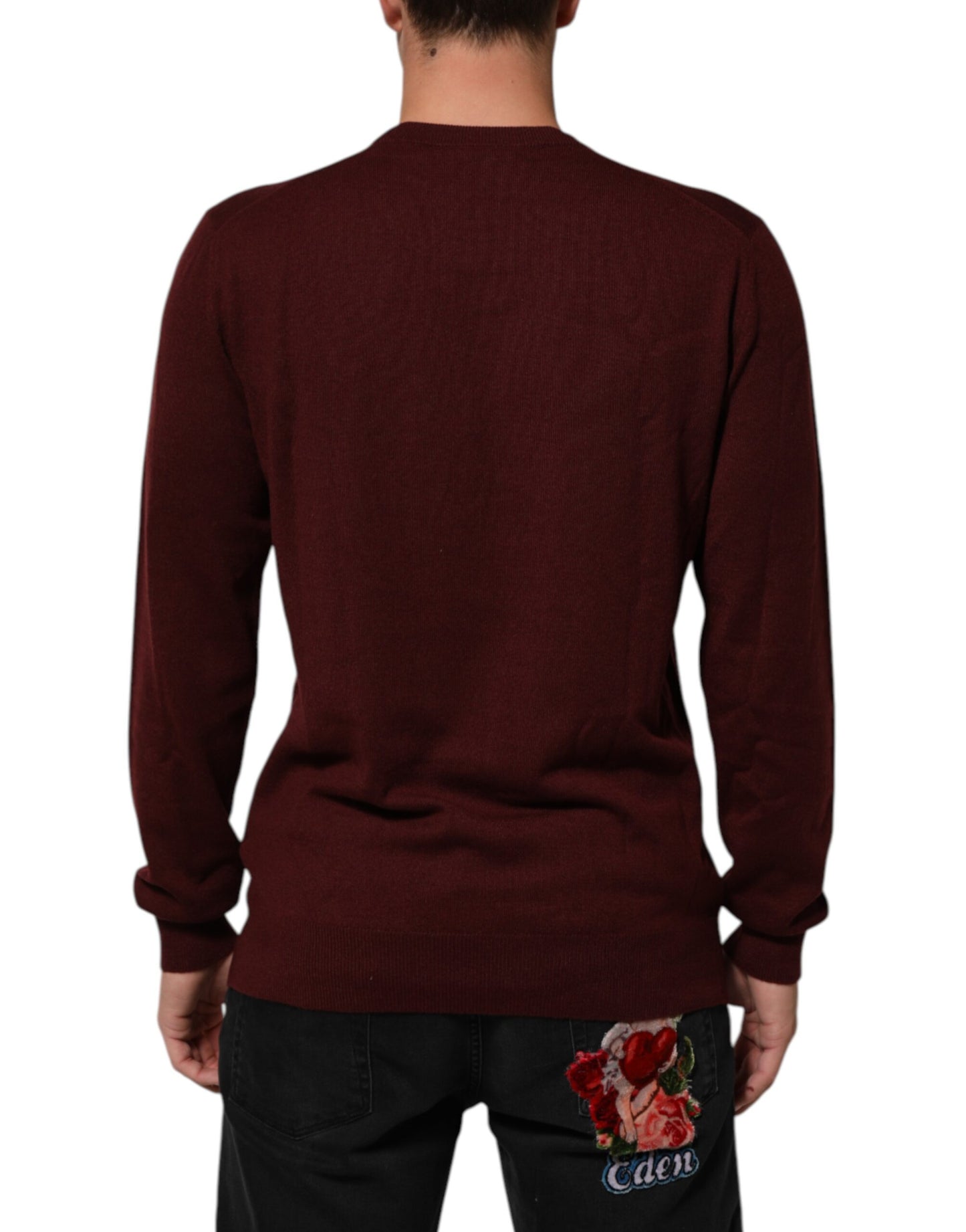 Dolce & Gabbana Maroon Cashmere Crew Neck Pullover Sweater Mens Sweater Mens T-Shirt