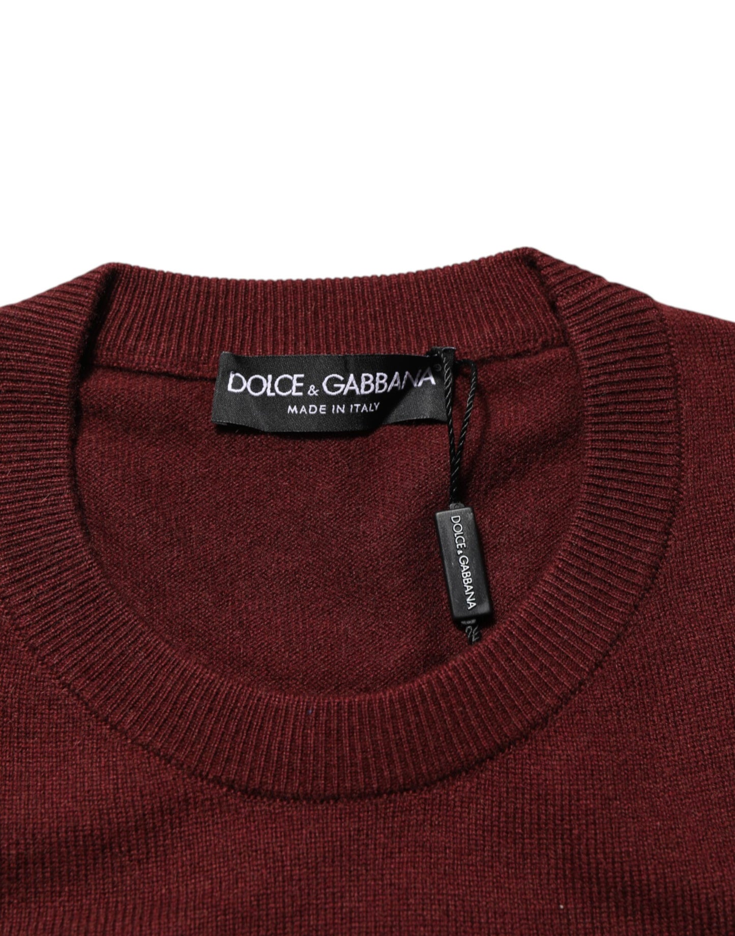 Dolce & Gabbana Maroon Cashmere Crew Neck Pullover Sweater Mens Sweater Mens T-Shirt