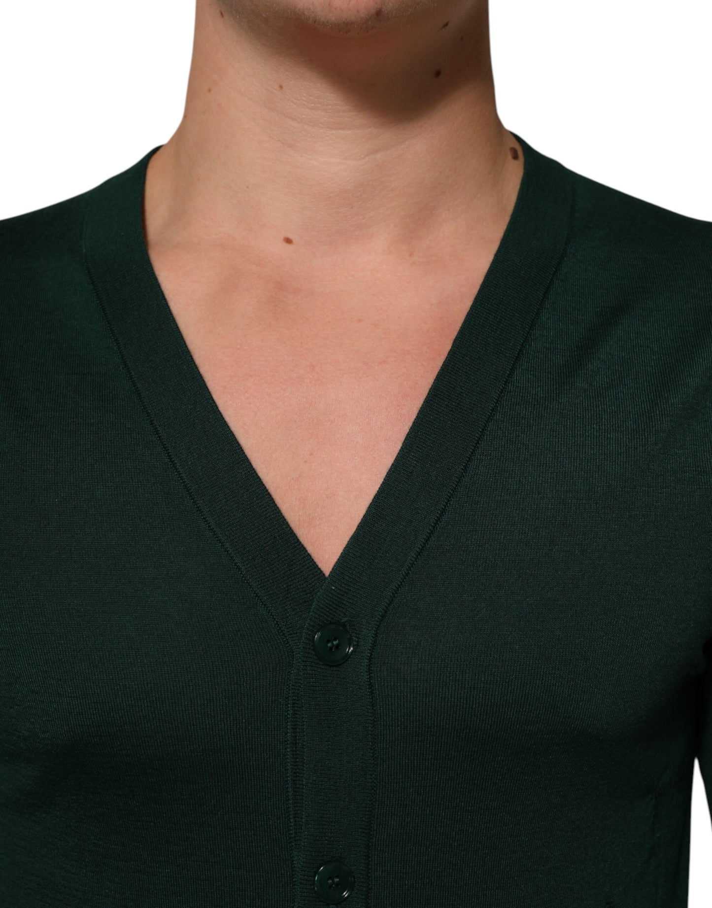 Dolce & Gabbana Dark Green Button Down Men Cardigan Sweater Mens Sweater Mens T-Shirt