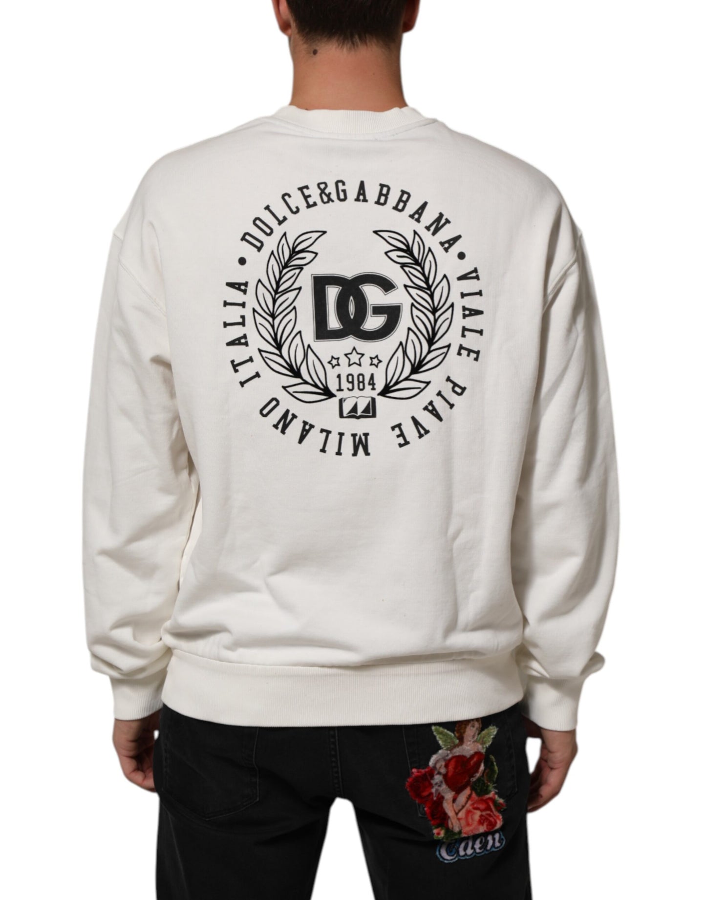 Dolce & Gabbana White DG Logo Crew Neck Sweatshirt Sweater Mens Sweater Mens T-Shirt
