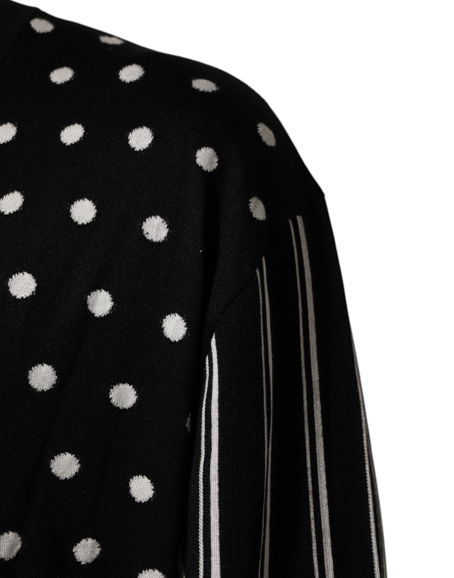 Dolce & Gabbana Black White Stripe Polka V-Neck Pullover Sweater Mens Sweater Mens T-Shirt
