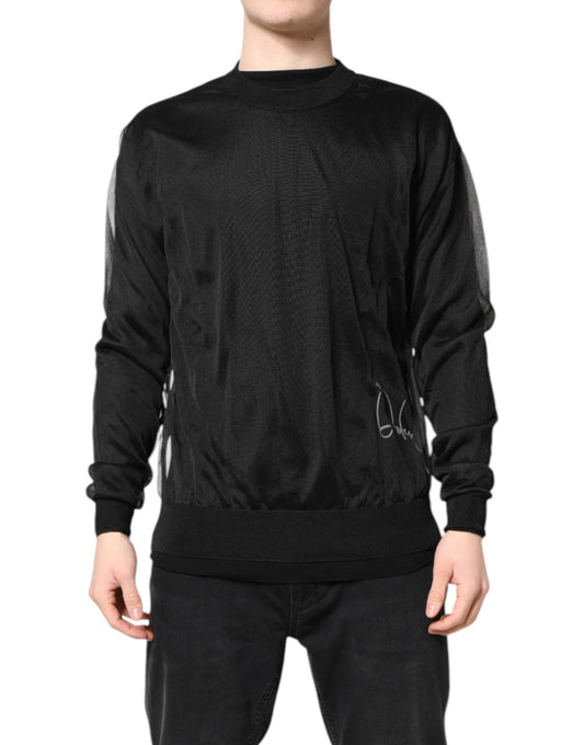 Dolce & Gabbana Black Logo Polyester CrewNeck Sweatshirt Sweater Mens Sweater Mens T-Shirt