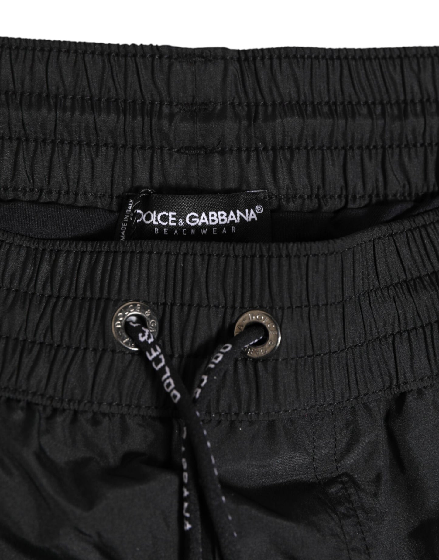 Dolce & Gabbana Black Logo Polyester Beachwear Shorts Swimwear Mens Swim
