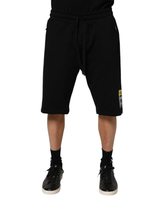 Dolce & Gabbana Black Cotton Mid Waist Casual Bermuda Short Mens Shorts