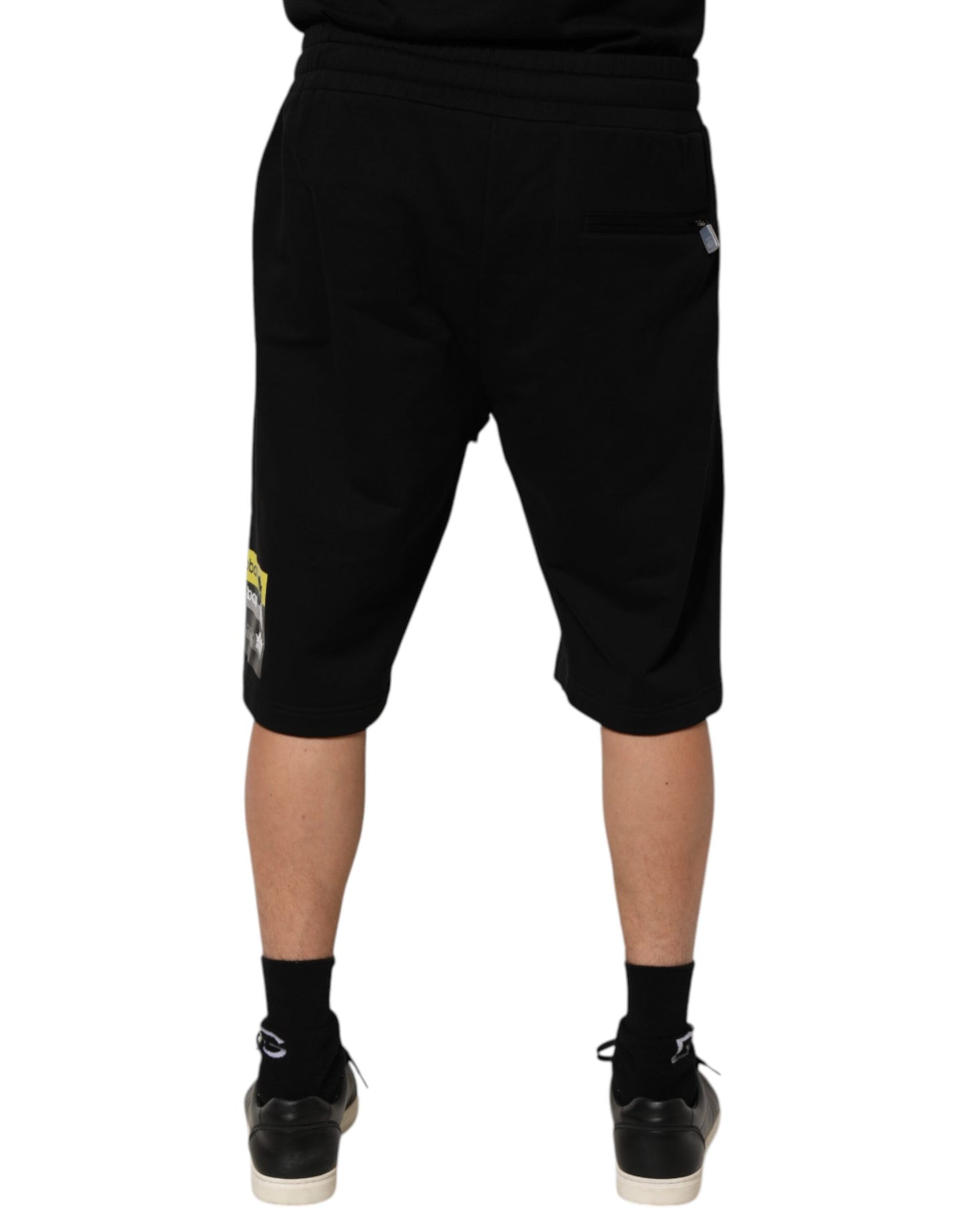Dolce & Gabbana Black Cotton Mid Waist Casual Bermuda Short Mens Shorts