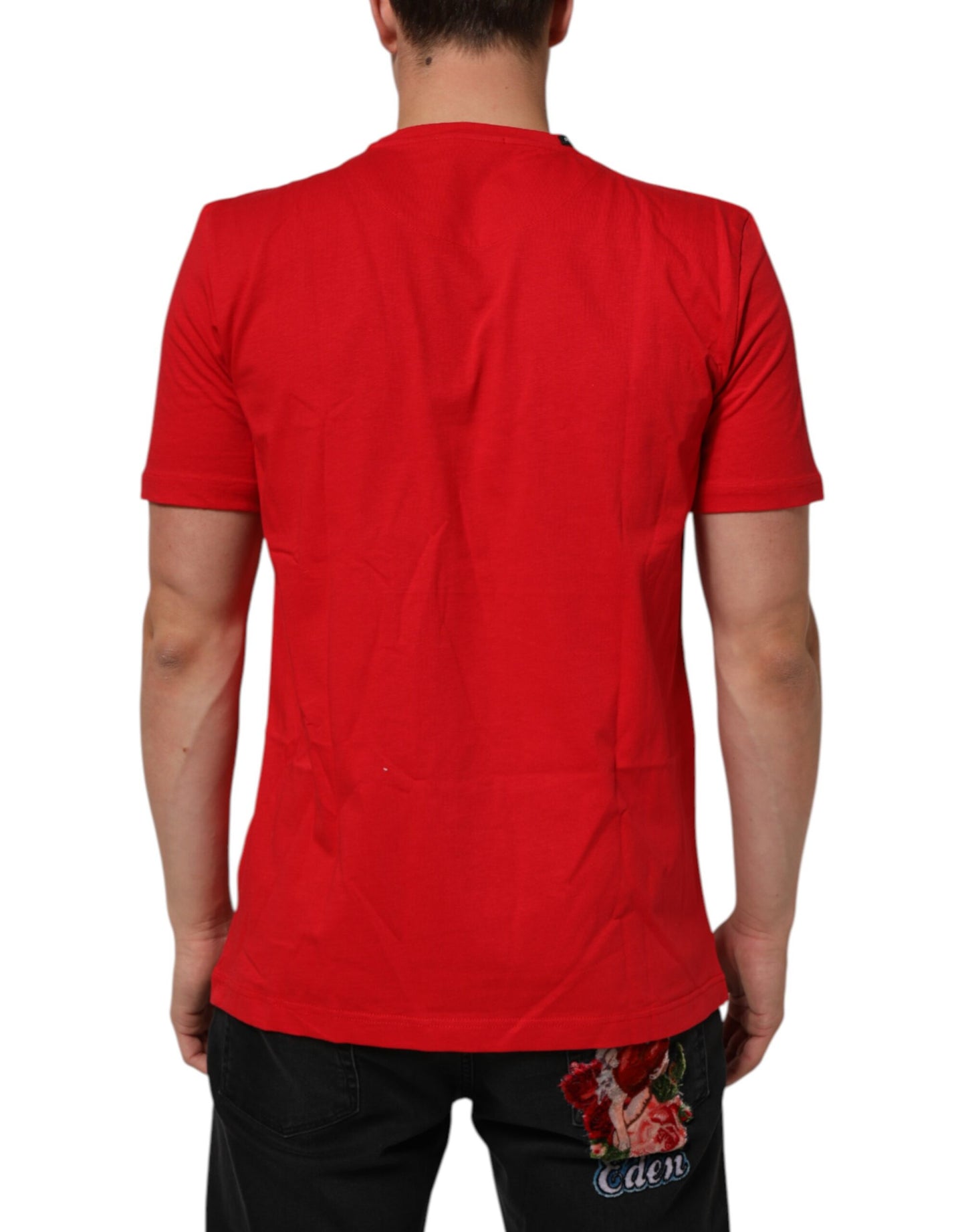 Dolce & Gabbana Red Goodluck 2023 Cotton Crew Neck T-shirt Mens T-Shirt