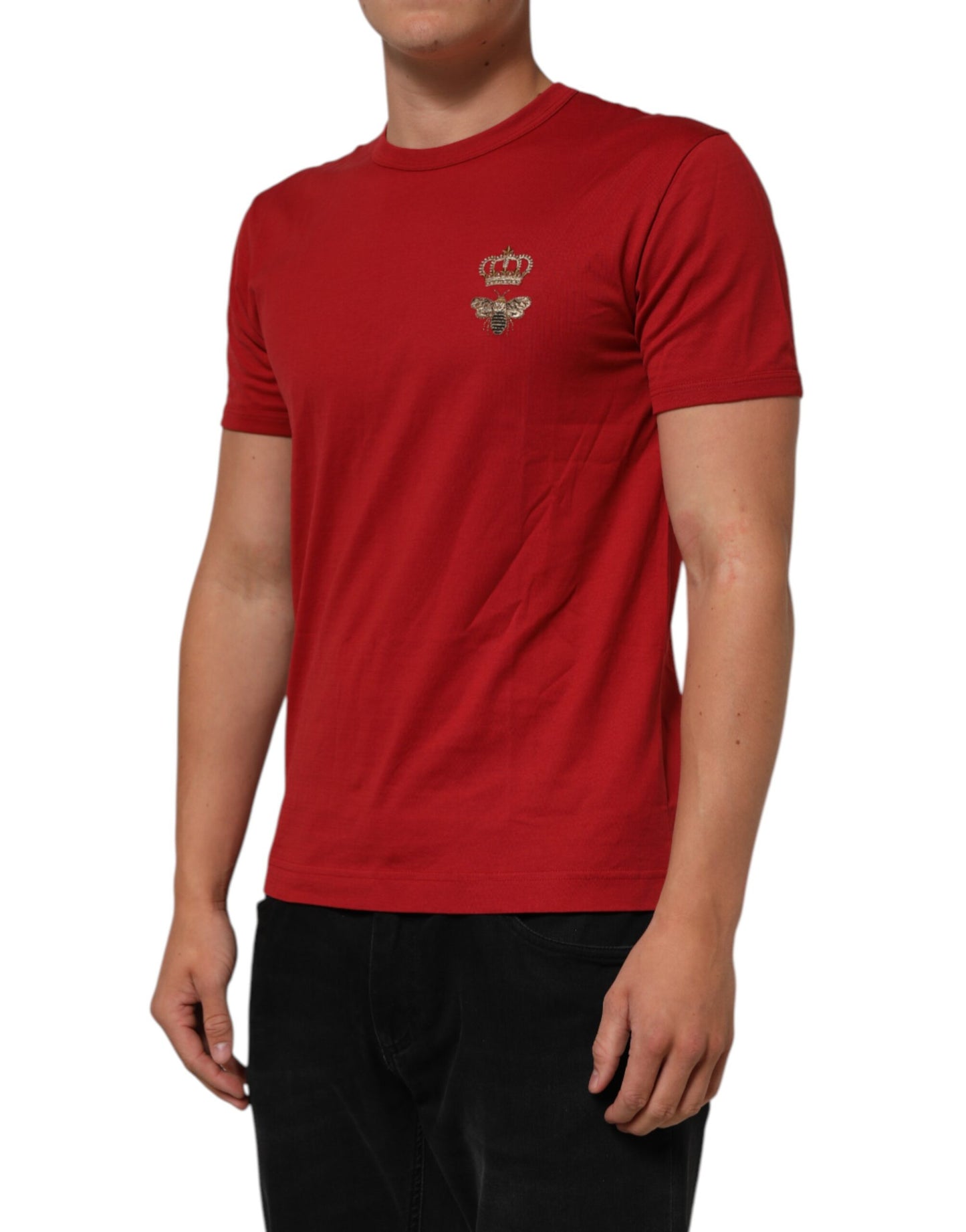 Dolce & Gabbana Red Crown Bee Cotton Short Sleeve T-shirt Mens T-Shirt