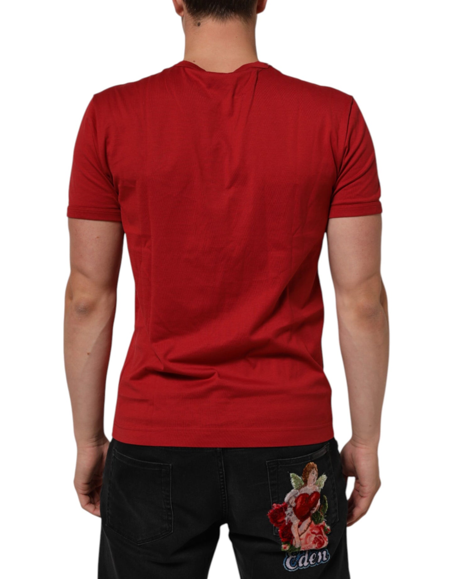 Dolce & Gabbana Red Crown Bee Cotton Short Sleeve T-shirt Mens T-Shirt