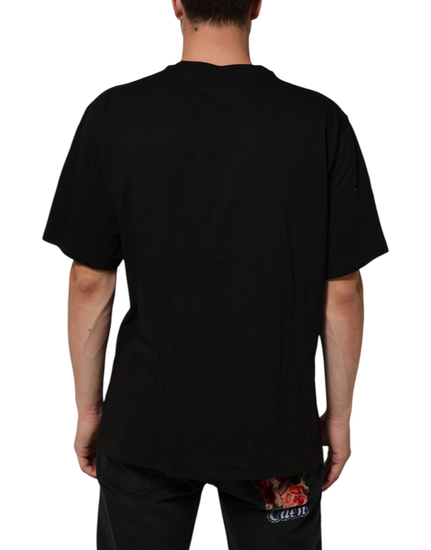 Dolce & Gabbana Black Logo Print Cotton Men Crew Neck T-shirt Mens T-Shirt