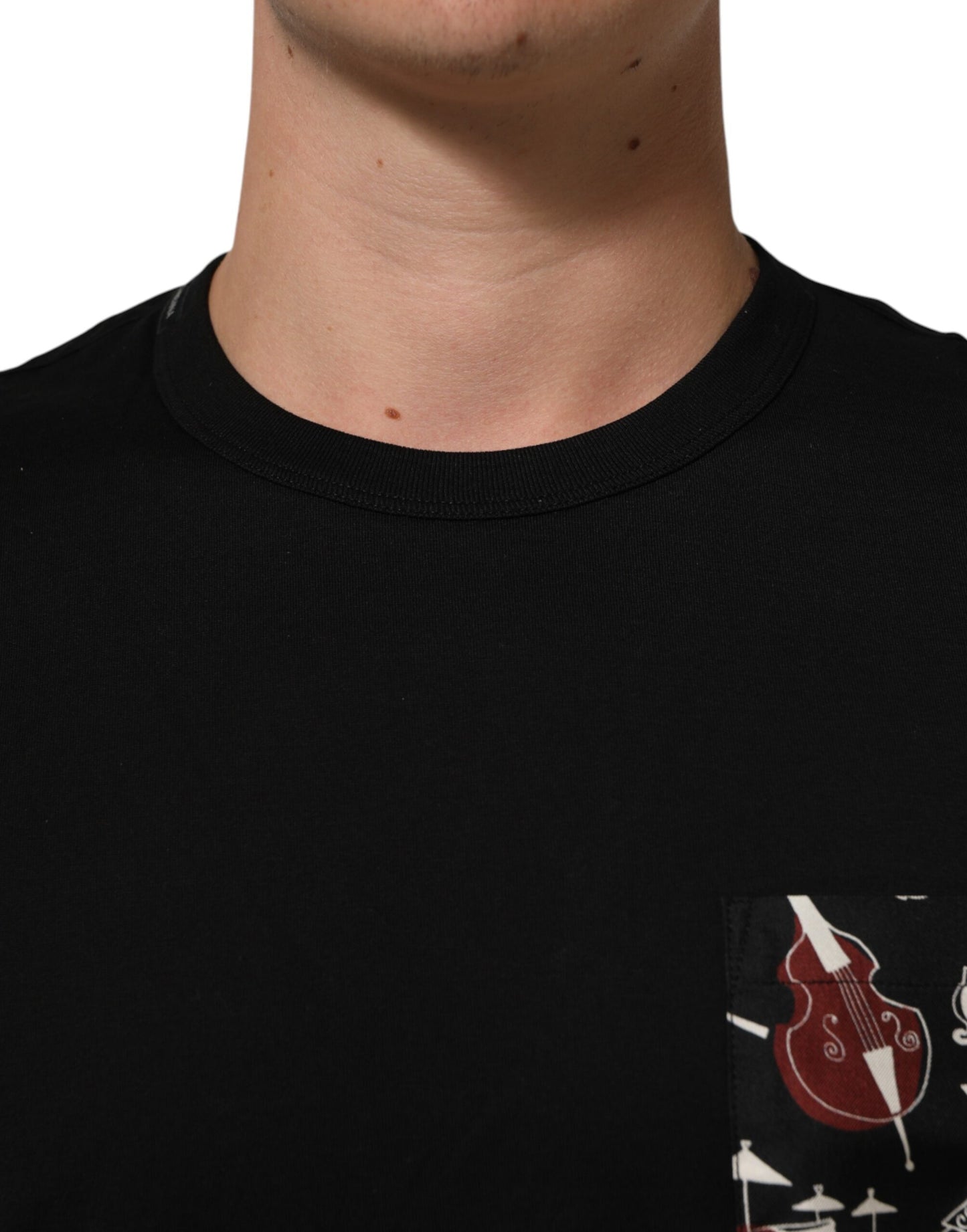 Dolce & Gabbana Black Musical Print Cotton Crew Neck T-shirt Mens T-Shirt